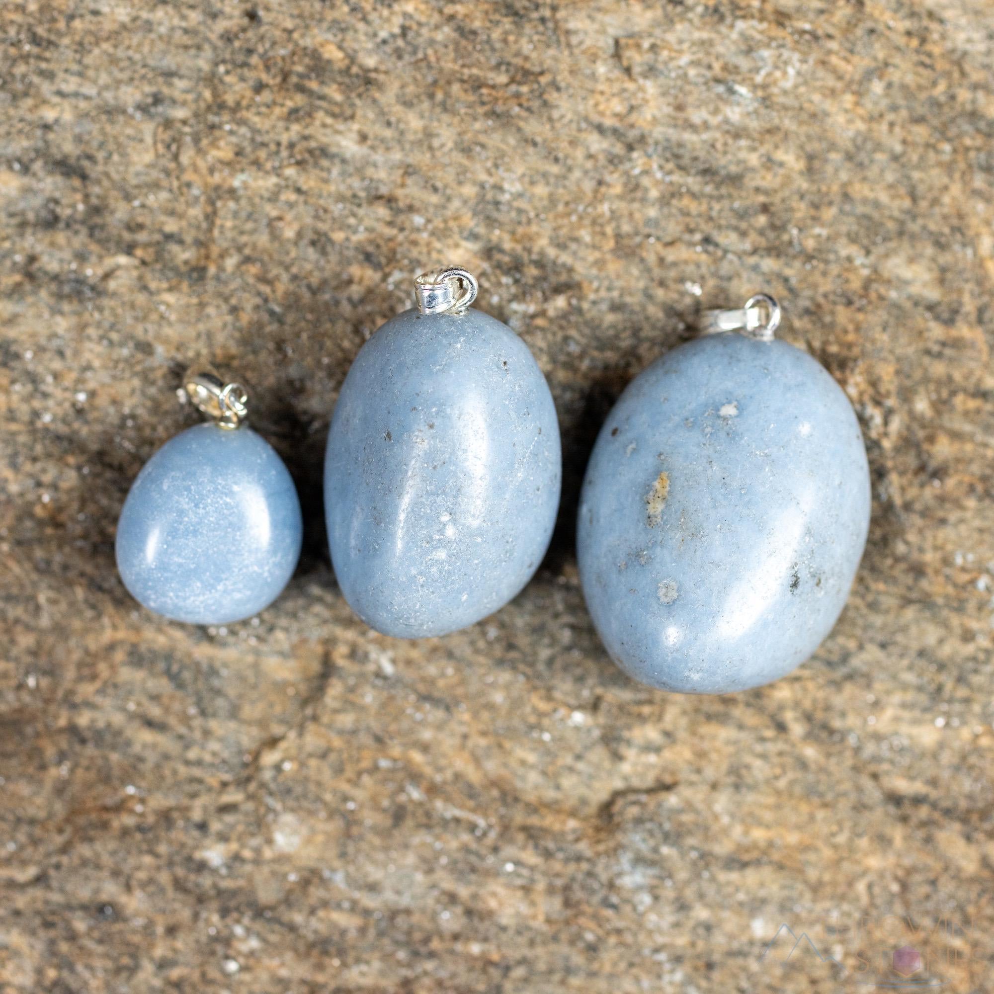 ANGELITE Crystal Pendant Necklace - Handmade Gemstone Jewelry with Healing Properties, Tumbled Stone Gift for Men (E1391) | Spiritual Healing, Meditation & Energy Balancing Accessory