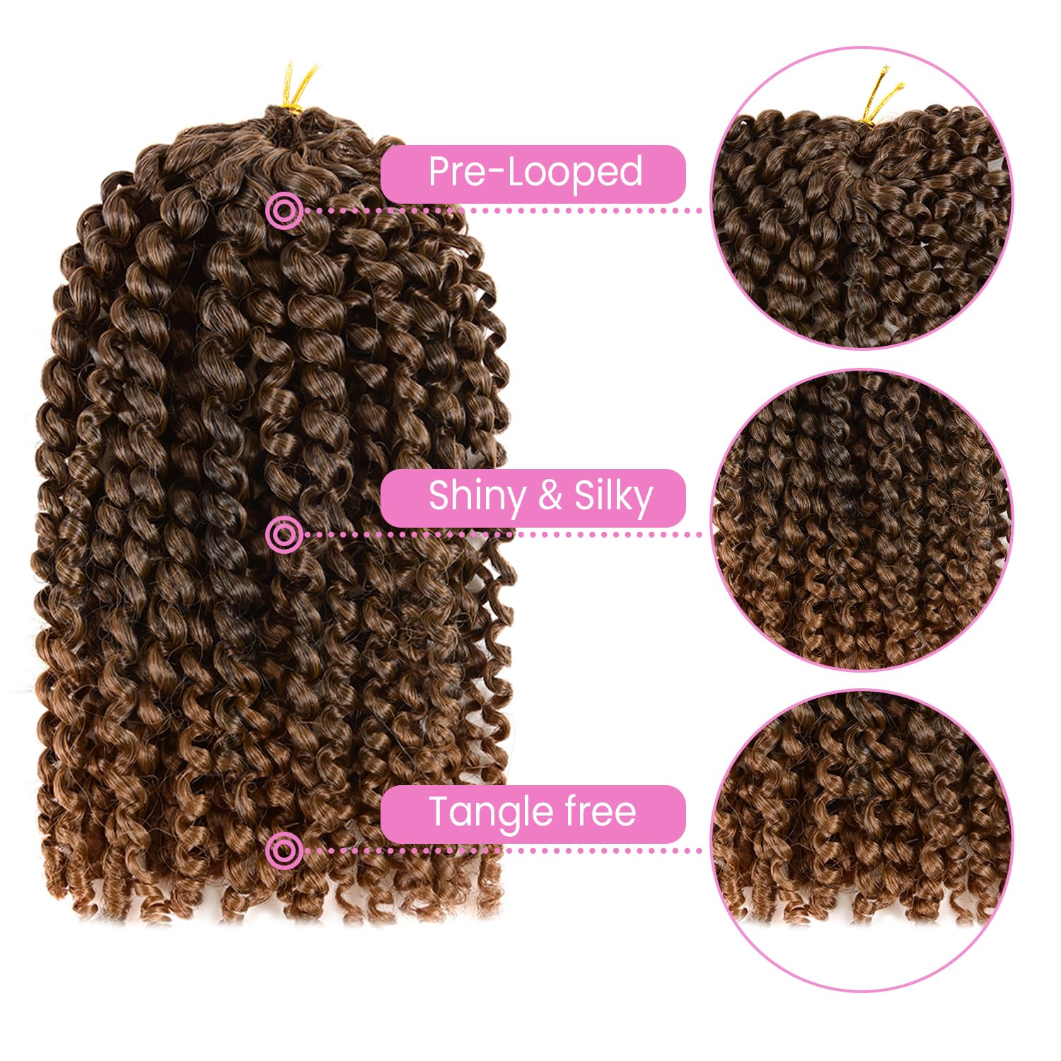 8 Inch Marlybob Crochet Braiding Hair - Afro Kinky-Curly Passion Twist Hair for Black Women (6 Bundles, Black) | Perfect for Protective Styles, Twist Outs & Natural Hair Care