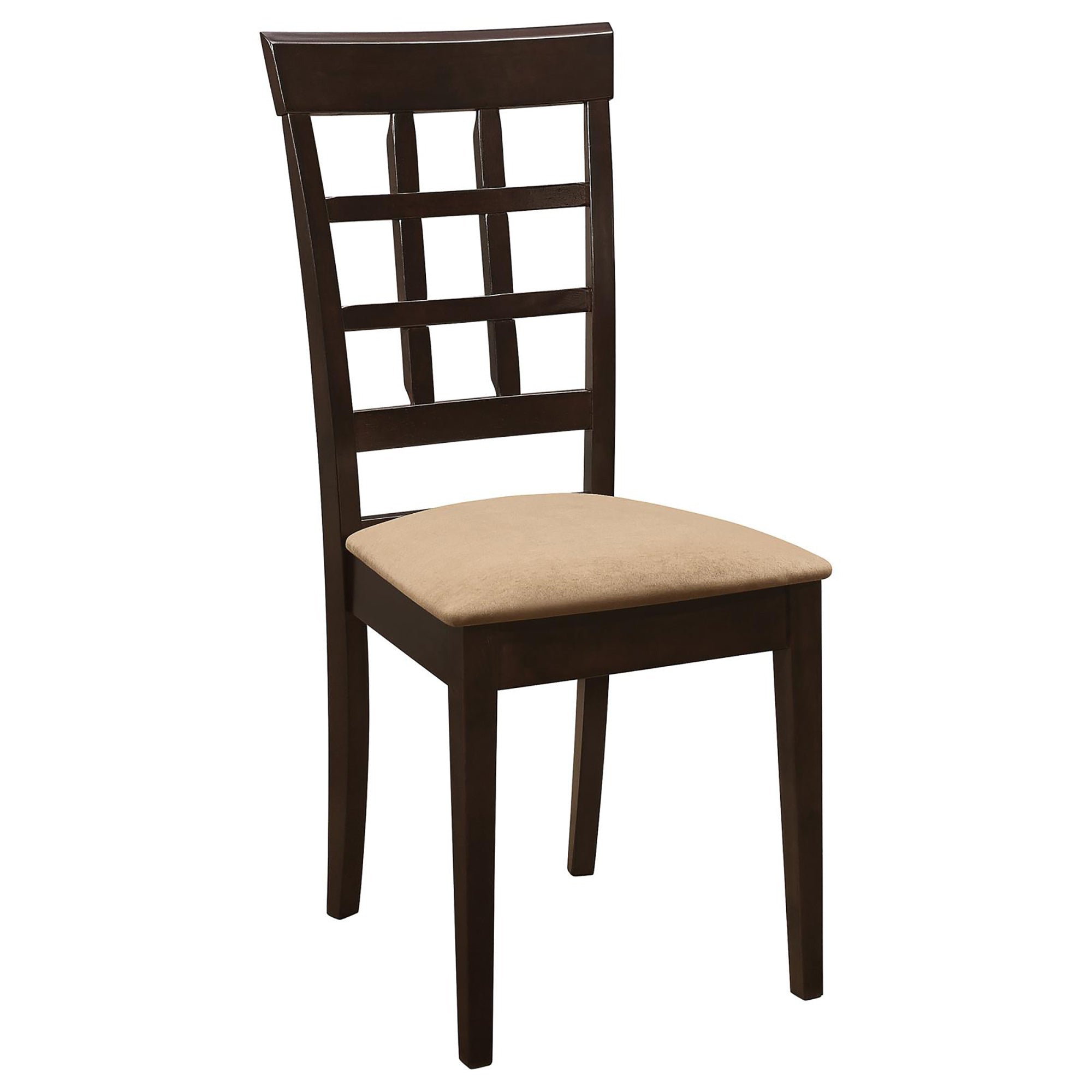 Modern Cappuccino & Beige Lattice Back Dining Chairs (Set of 2) - Stylish Kitchen & Dining Room Furniture for Home Decor, Restaurant, Cafe, and Office Use