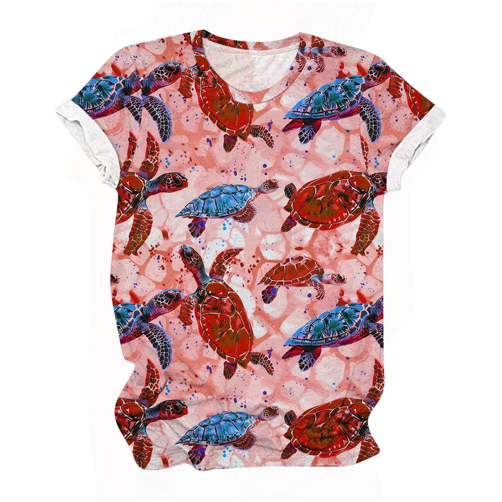 Women's Sea Turtle Graphic T-Shirt | Short Sleeve Summer Top | Funny Animal Print Tee | Loose Fit Casual Shirt | Beach Vacation, Ocean Conservation Outfit