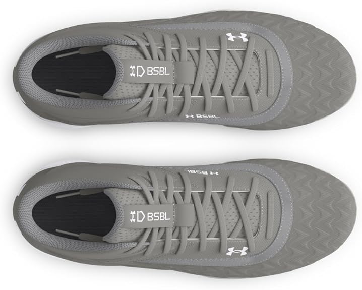 UA Youth Leadoff Mid RM 3.0 Grey Baseball Cleats - Lightweight & Durable Cleats for Kids - Perfect for Baseball Games, Training & Field Sports (Model 3027454-100)