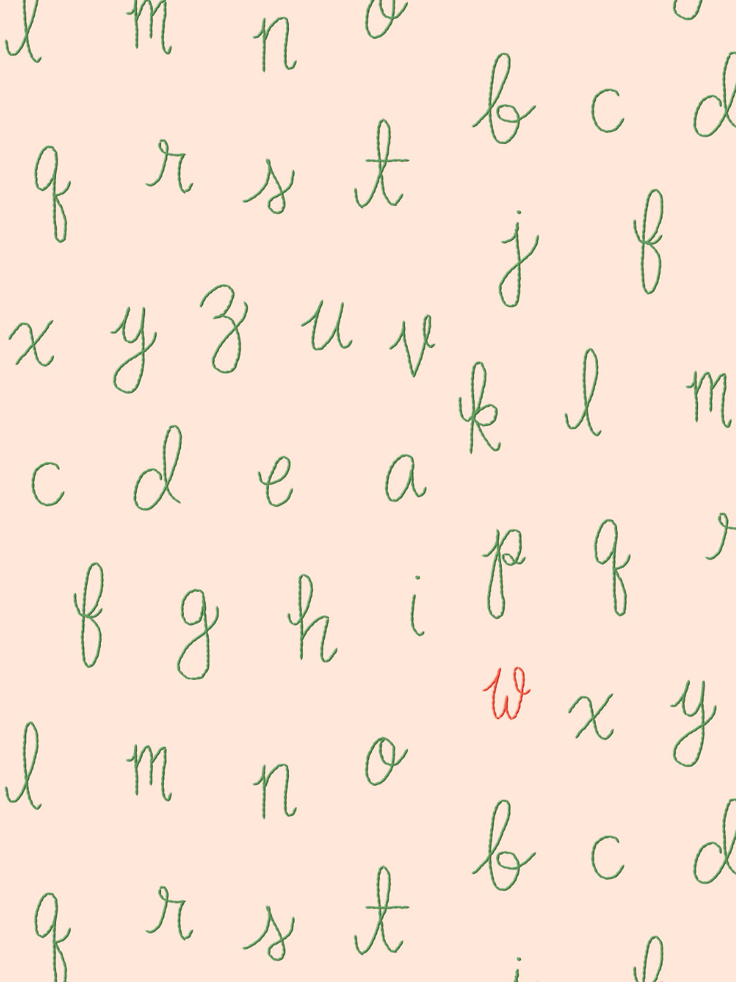 LF Alphabet Wallpaper - Peach with Persimmon Accent Letters | Lingua Franca Decorative Wallpaper for Nursery, Kids Room & Home Decor