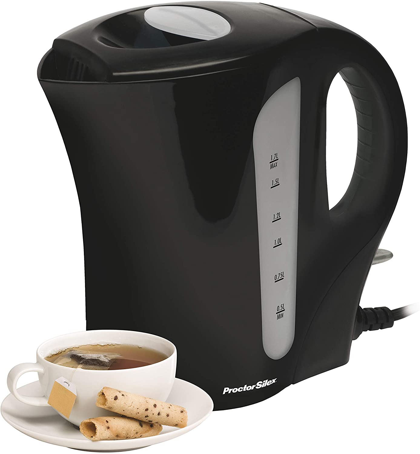 Proctor Silex 1.7L Electric Kettle K3087 - Fast Boiling Water for Coffee, Tea & Instant Meals - Perfect for Home, Office & Dorm Use