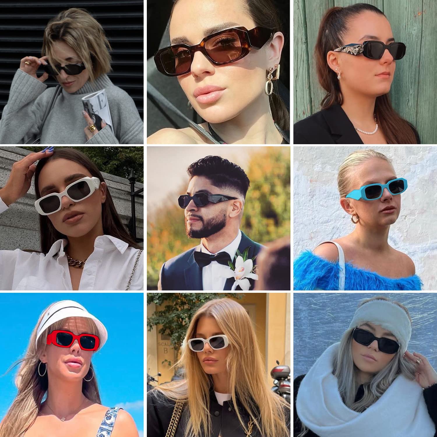 Trendy Y2K Square Sunglasses for Women & Men - Retro Fashion UV Protection Shades - Perfect for Beach, Driving, and Outdoor Activities