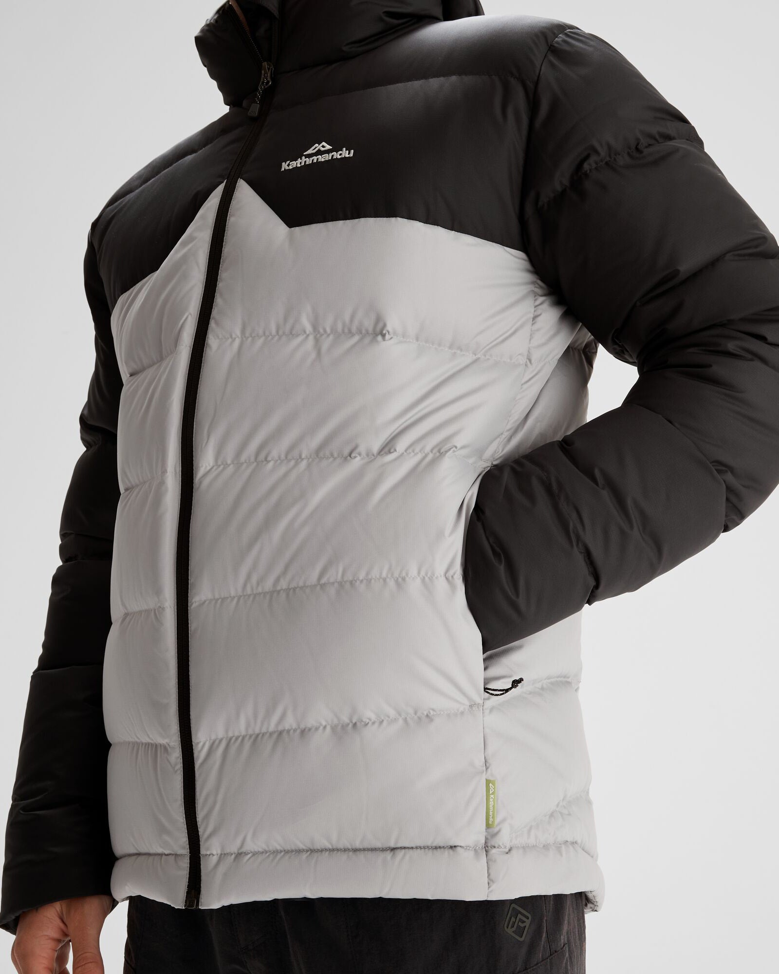 Men's Epiq Hooded Down Jacket - Steel Grey/Black - Winter Warm Waterproof Puffer Coat for Outdoor Activities & Daily Wear