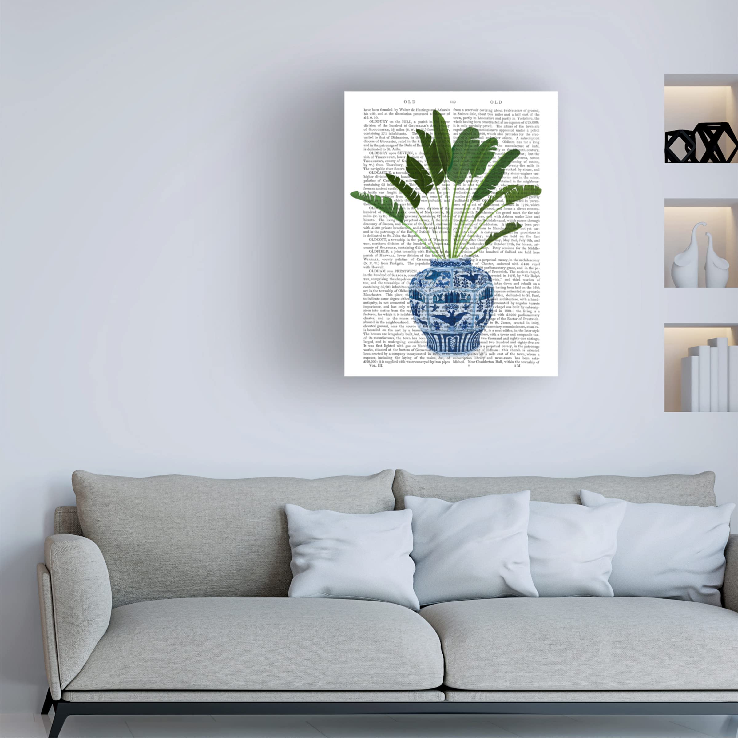 Trademark Fine Art 'Chinoiserie Vase 5 With Plant Book Print' Canvas Wall Art by Fab Funky - Perfect for Living Room, Bedroom & Office Decor