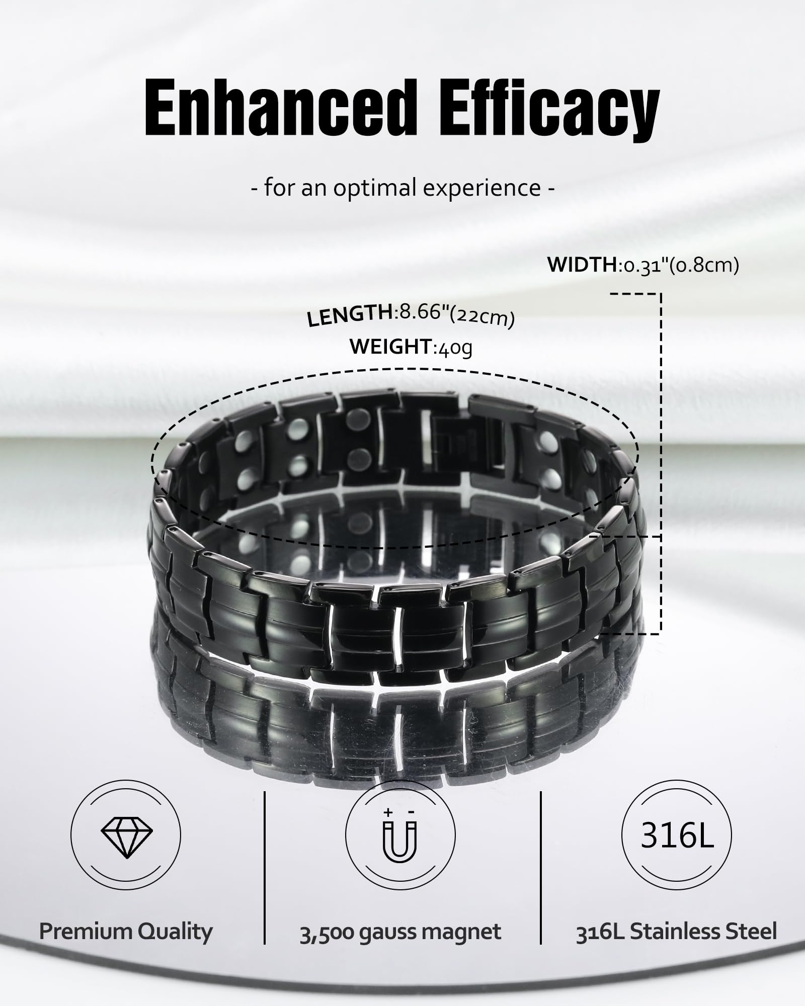 Jecanori Magnetic Therapy Bracelets for Women & Men - 3500 Gauss Strong Titanium Steel Magnetic Bracelet with Sizing Tool - Perfect for Pain Relief, Improved Circulation & Stylish Jewelry Gift for Everyday Wear