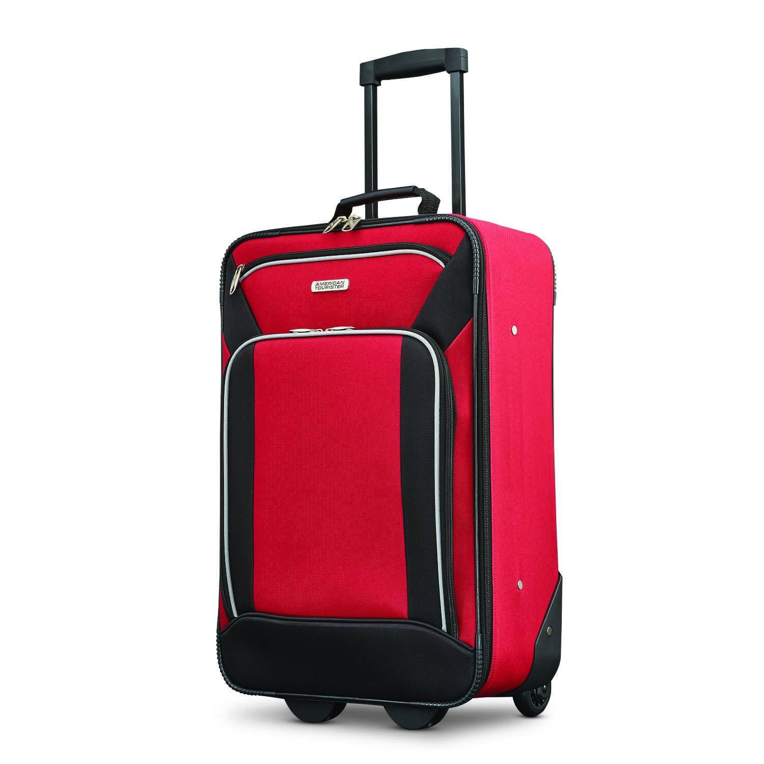 American Tourister Fieldbrook XLT Softside Upright Luggage Set - 4-Piece (21/25 Inch) in Red & Black | Lightweight Durable Suitcase for Travel, Business Trips & Family Vacations