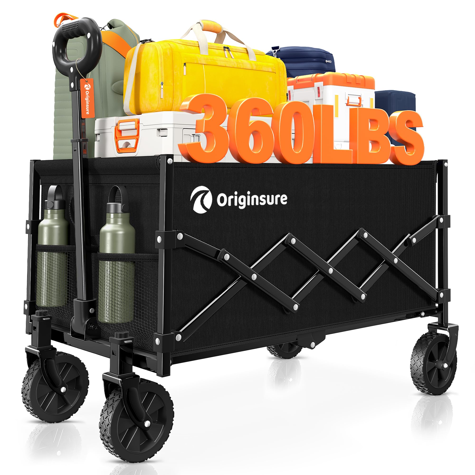 Collapsible Wagon Cart Foldable - Heavy Duty Portable Utility Cart with Wheels for Beach, Camping, Grocery Shopping & Outdoor Activities - Large Capacity Lightweight Folding Wagon for Picnics, Sports Events, Gardening & Tailgating