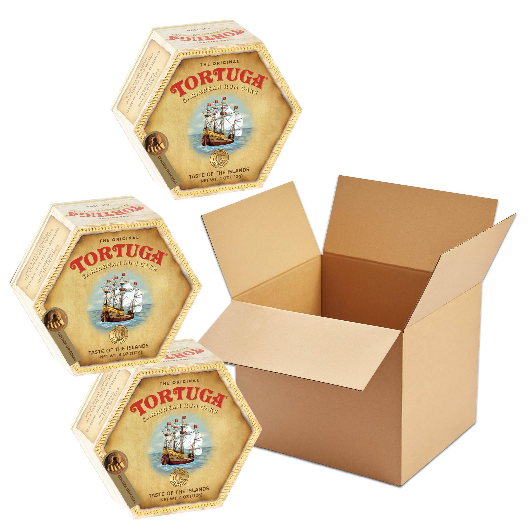 TORTUGA Caribbean Classic Golden Original Rum Cake - 4 oz (Case of 60) - Gourmet Rum Cake Gift for Birthdays, Holidays & Corporate Gifts | Perfect for Food Gift Baskets, Snack Boxes & Dessert Platters | Ideal for Office Parties, Wedding Favors & Holiday Treats