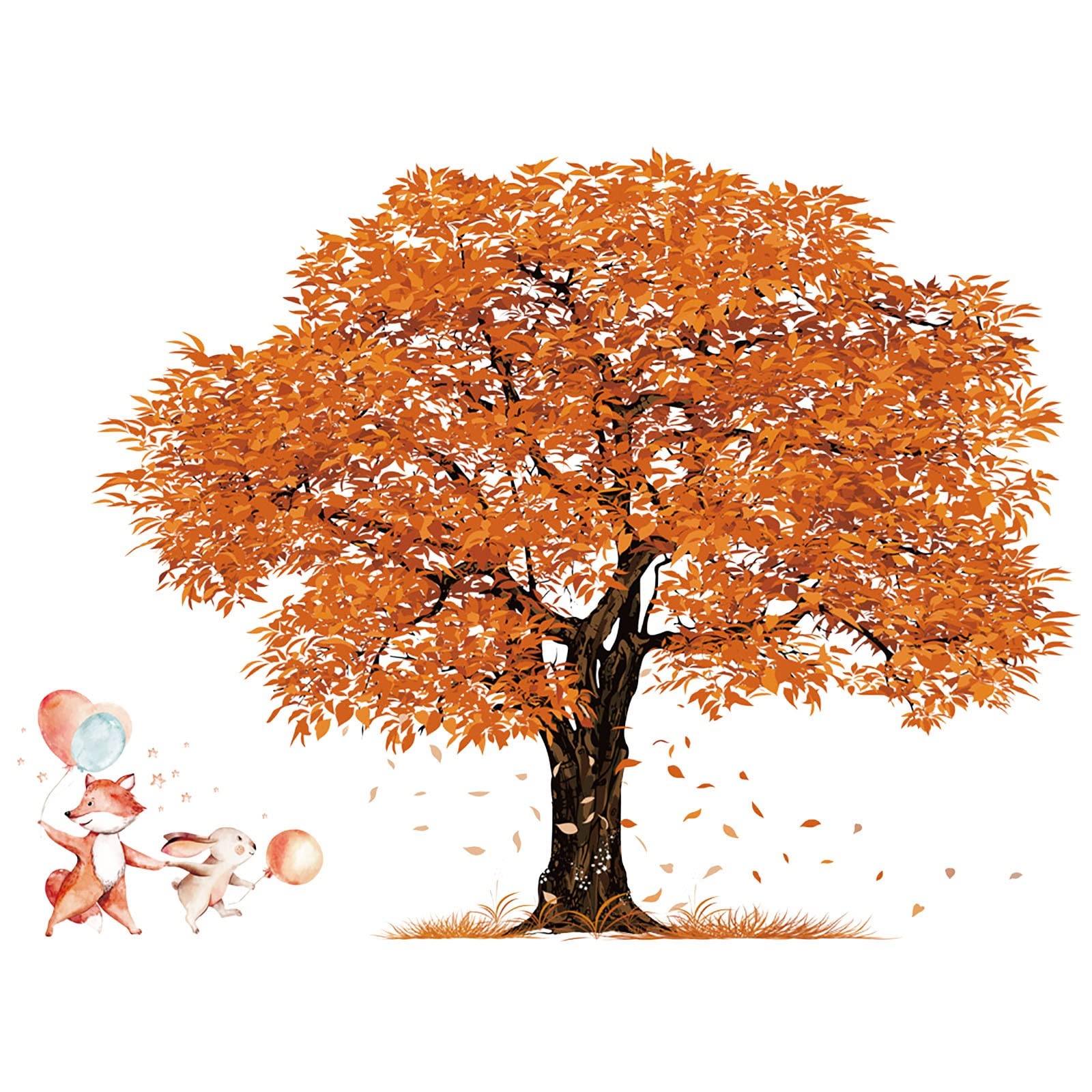 Fall Leaf Wall Stickers - Autumn Tree Decals & 3D Butterflies Wall Decals for Kids Bedroom, Nursery, Living Room - Seasonal Window Stickers for Home Decor (Multicolor, One Size) - Perfect for Halloween, Thanksgiving & Seasonal Home Decoration