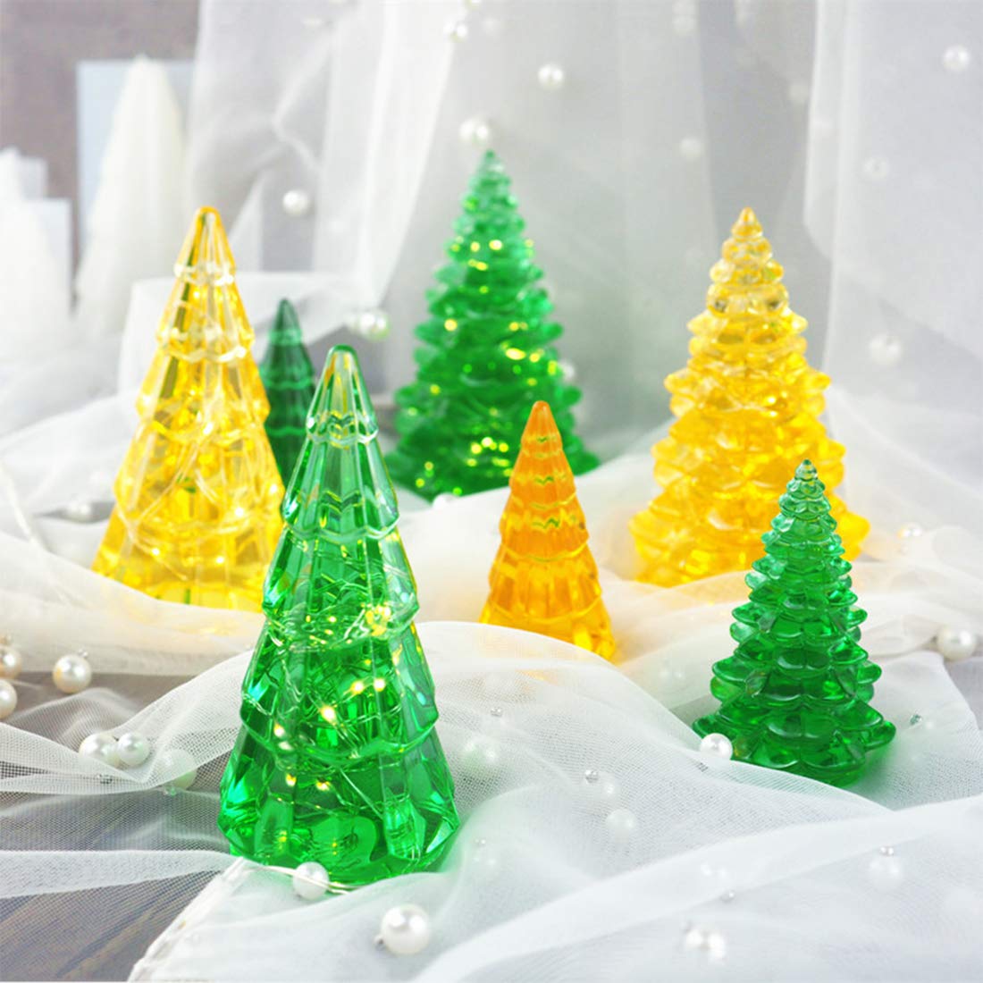 FineInno 2-Piece Epoxy Resin Christmas Tree Silicone Molds for DIY Candle, Wax, Soap Making - Holiday Decor, Aromatherapy, Party & Home Decoration (Perfect for Xmas Crafts, Gift Wrapping & Festive Centerpieces)