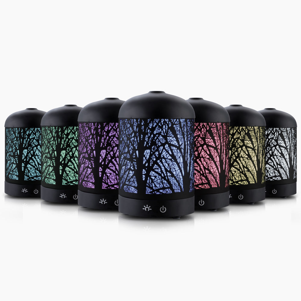 Devanti 160ml Black Aroma Diffuser for Essential Oils - Ultrasonic Aromatherapy Humidifier for Home, Office, Yoga & Spa Relaxation