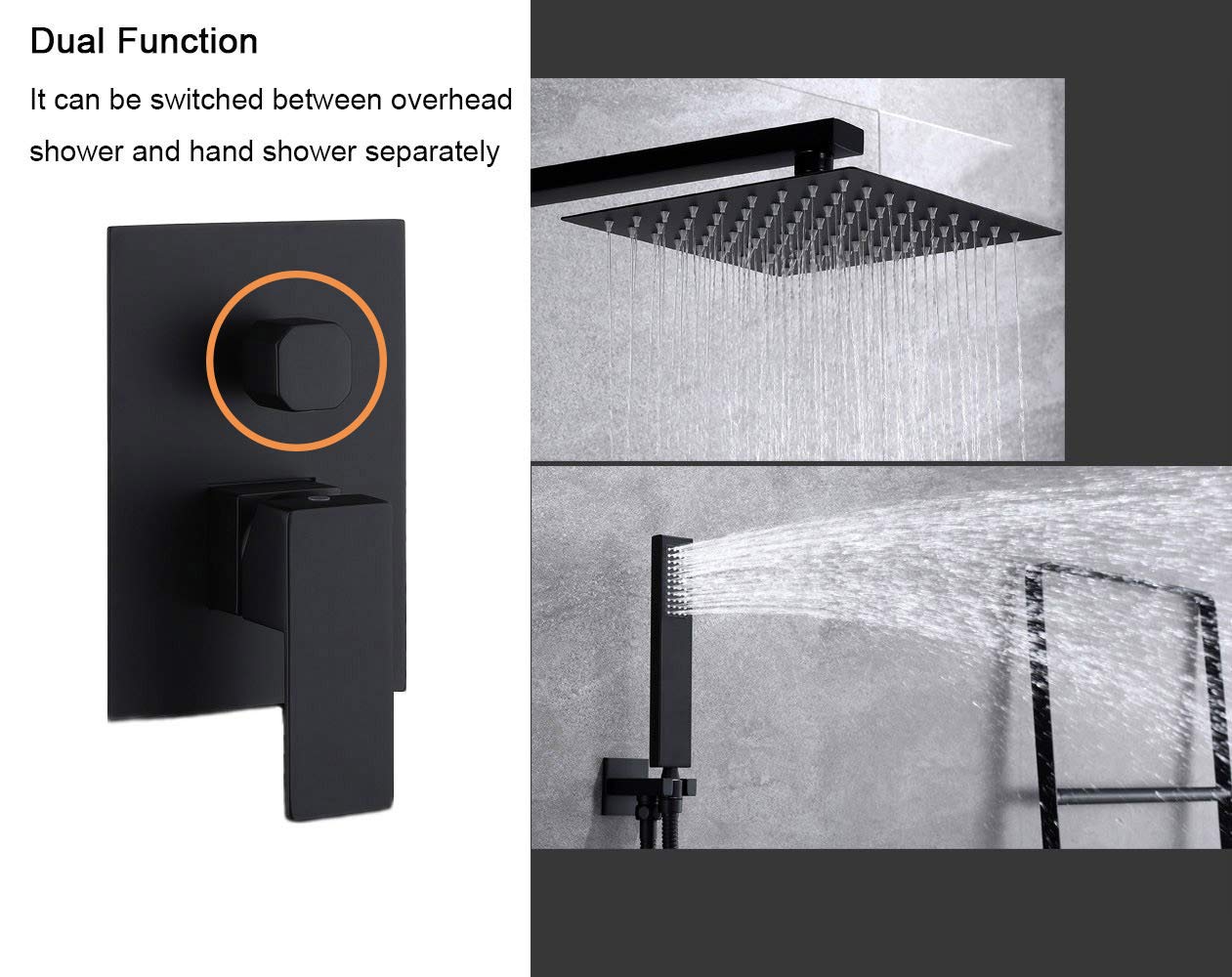 Premium Matte Black Shower System - Rain Shower Head with Handheld Spray, Pressure Balance Valve & Trim Kit for Luxurious Bathroom Upgrade | Perfect for Master Bath, Spa-Like Experience & Modern Home Renovation