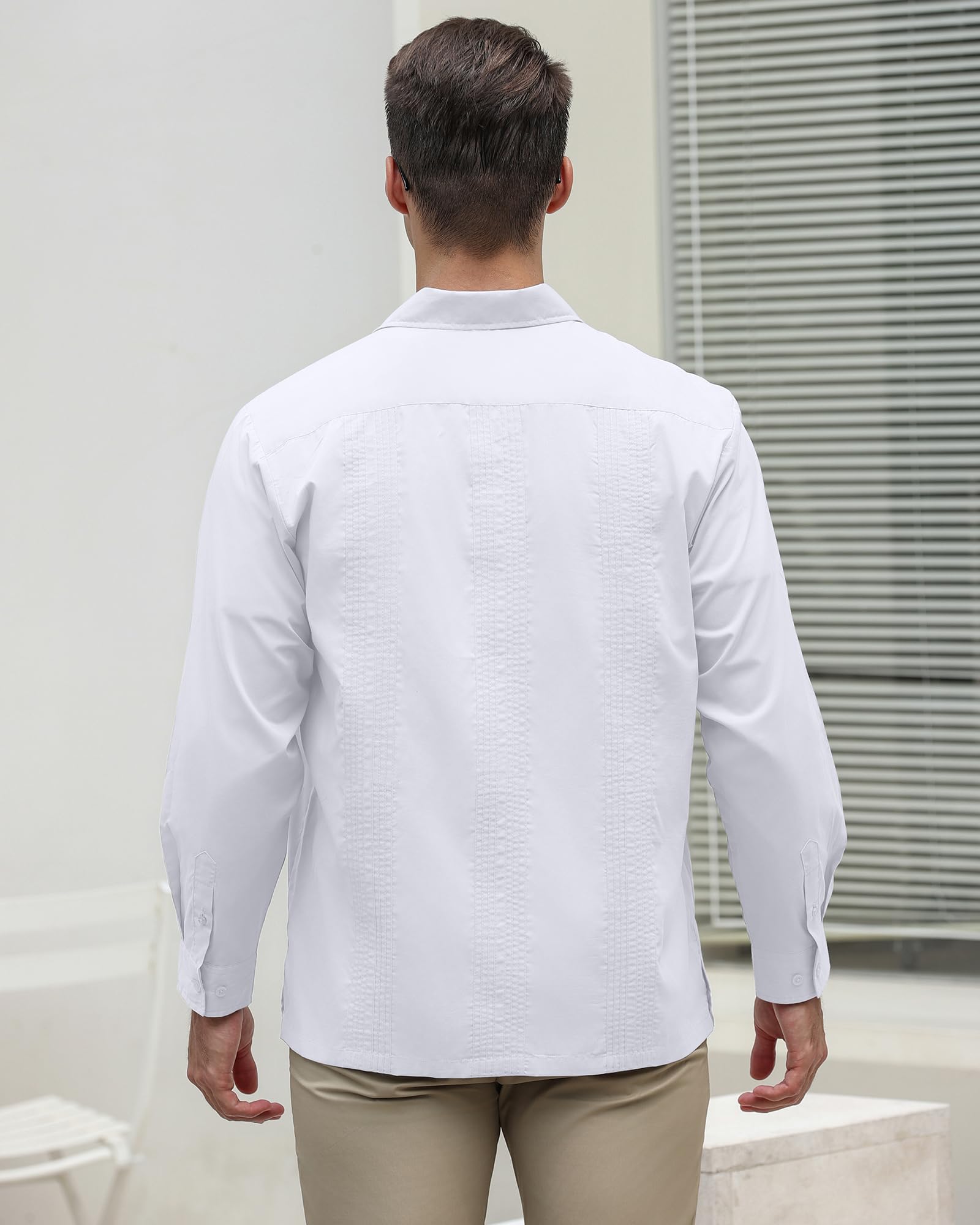 Men's Guayabera Shirts - Cuban Style Long Sleeve Mexican Shirts for Men | Perfect for Summer Weddings, Beach Vacations & Casual Wear