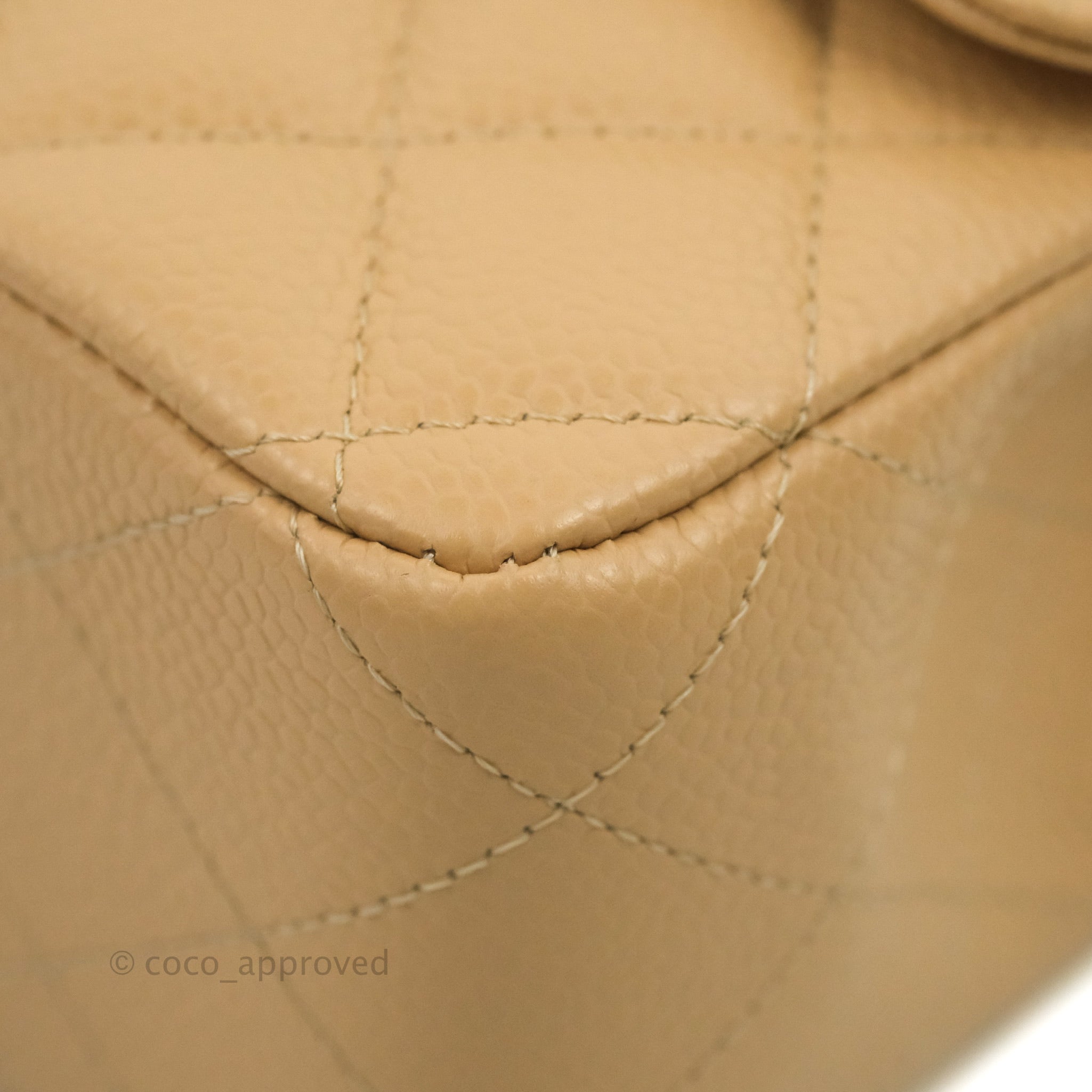 Chanel Classic Medium Flap Bag Quilted Beige Caviar Leather with Gold Hardware - Luxury Crossbody Purse for Women, Perfect for Work, Date Night & Special Occasions