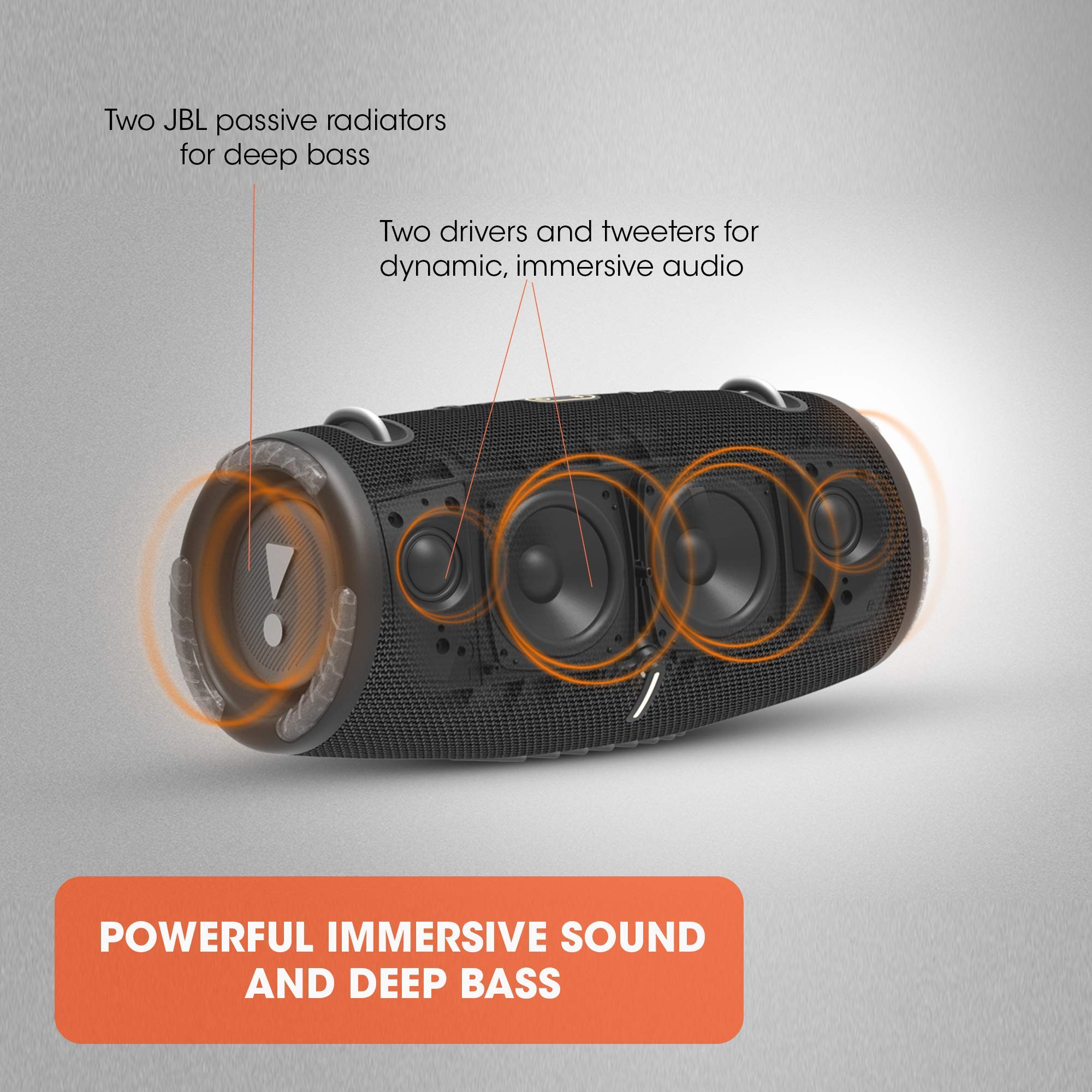 JBL Xtreme 3 Wireless Bluetooth Speaker - Portable, Waterproof, with Charging Cable - Perfect for Outdoor Adventures, Beach Parties & Poolside Fun (Black)