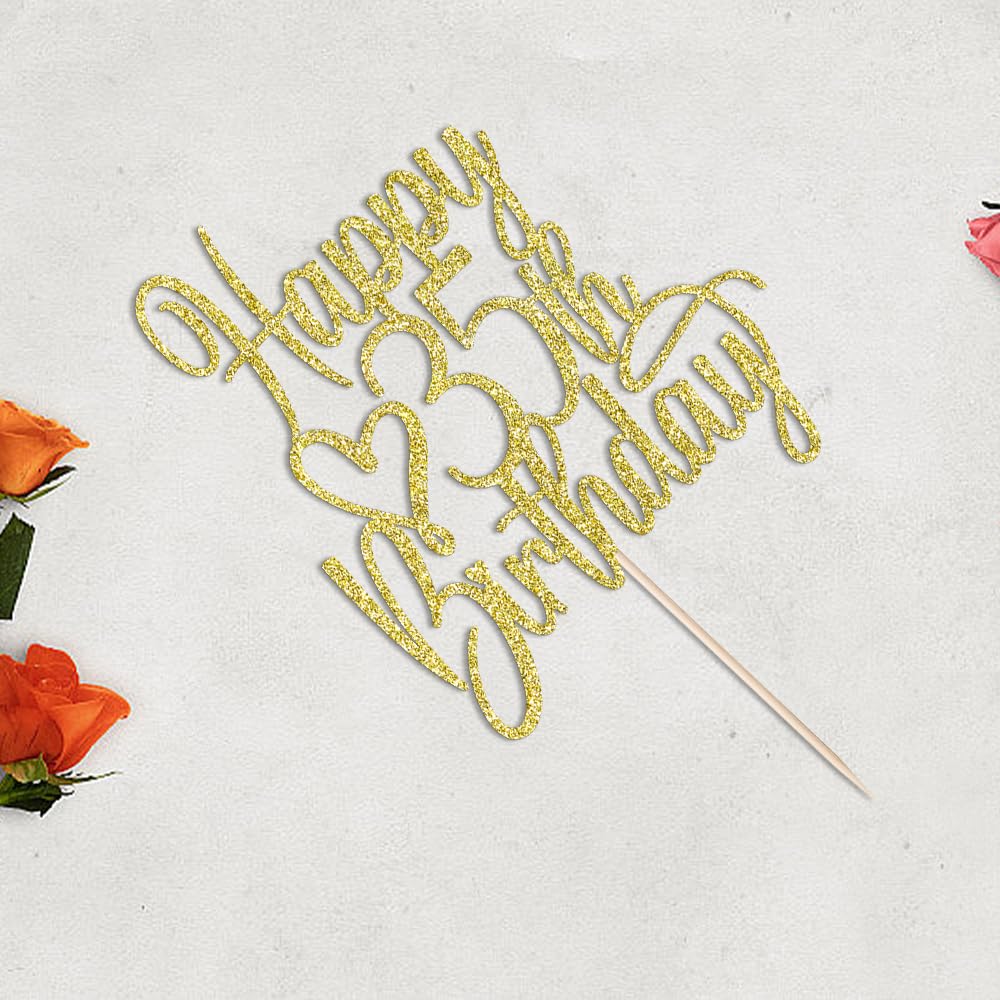 35th Birthday Cake Topper - Gold Glitter 'Cheers to 35 Years' & '35 & Fabulous' Cake Decoration for Anniversary Party | Perfect for 35th Birthday Celebrations, Milestone Cakes, and Special Occasion Desserts