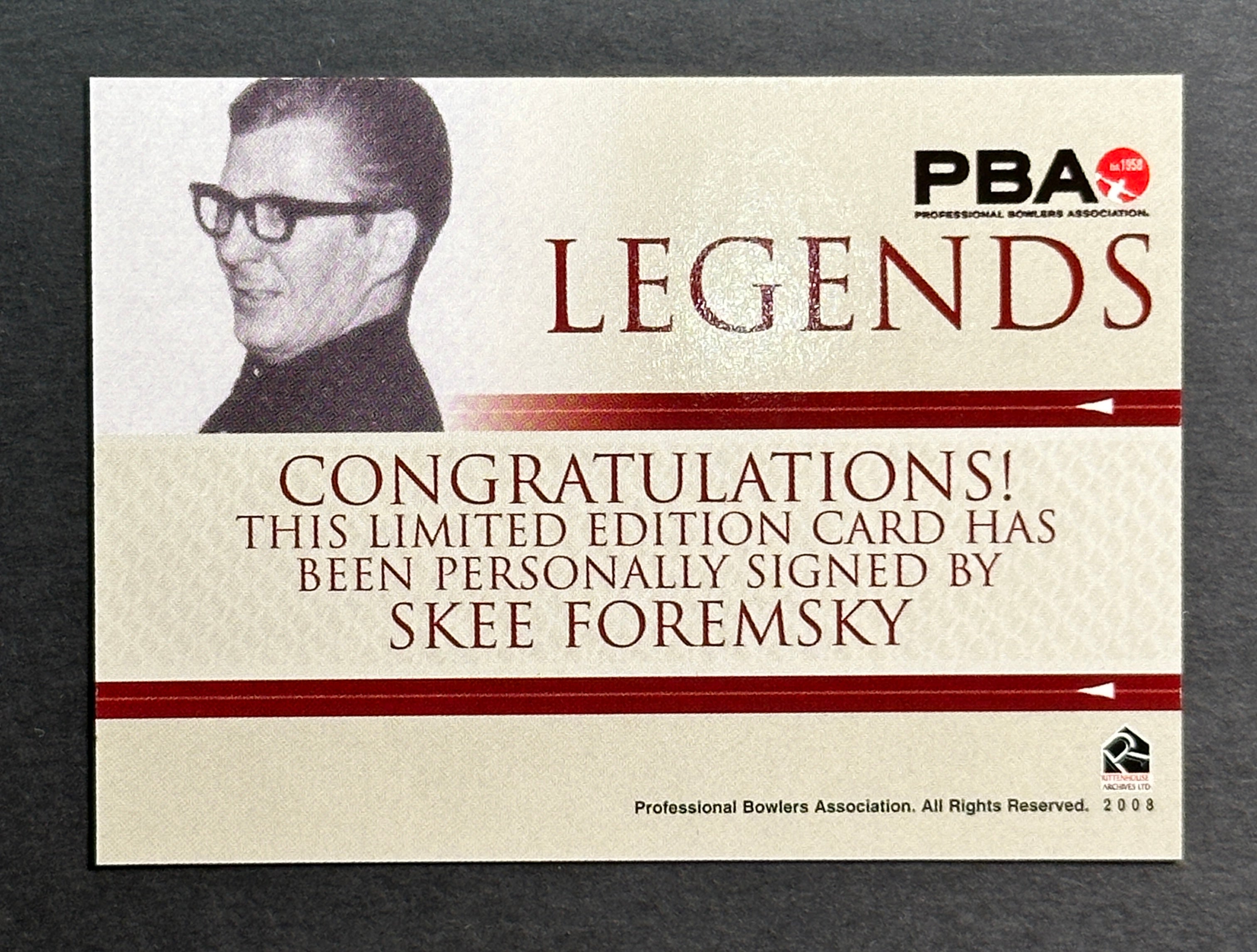 2008 Rittenhouse PBA Legends Autograph Bowling Card - Skee Foremsky - Collectible Sports Memorabilia for Bowling Enthusiasts & Card Collectors