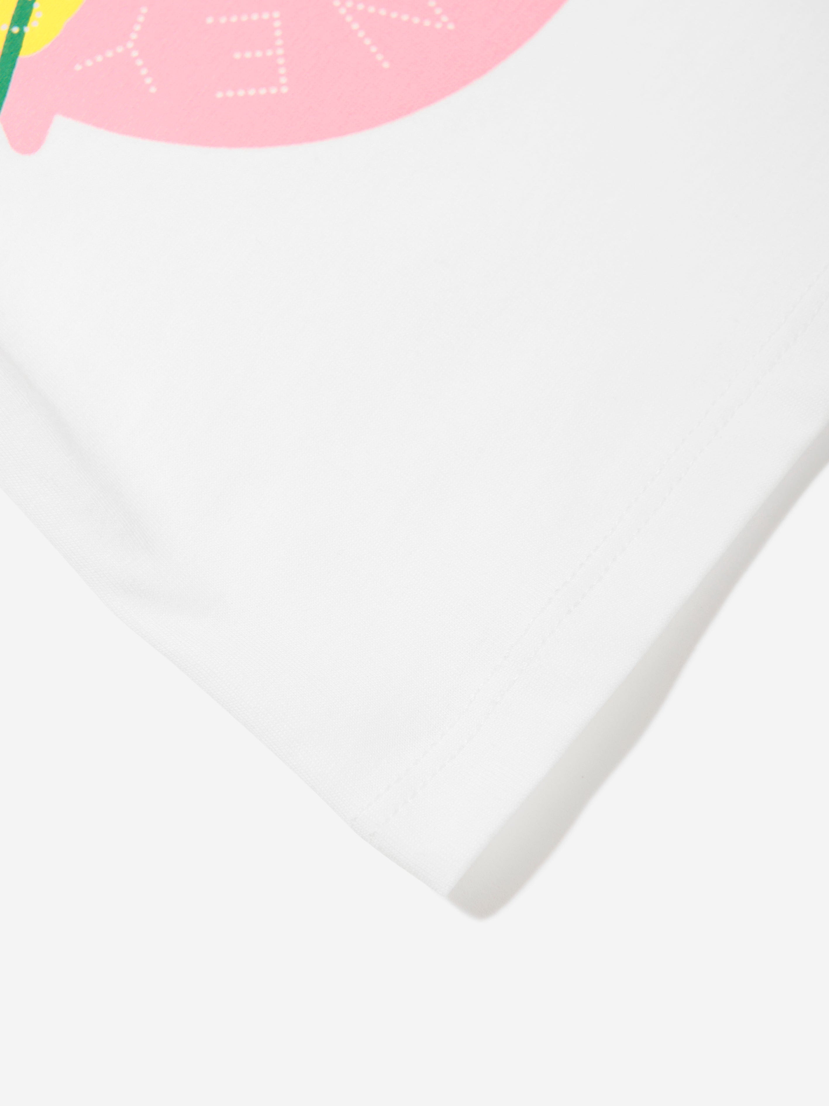 Adorable Cat Logo Baby Girls T-Shirt in Ivory - Soft & Comfortable Cotton Tee for Toddlers, Playdates & Casual Outfits