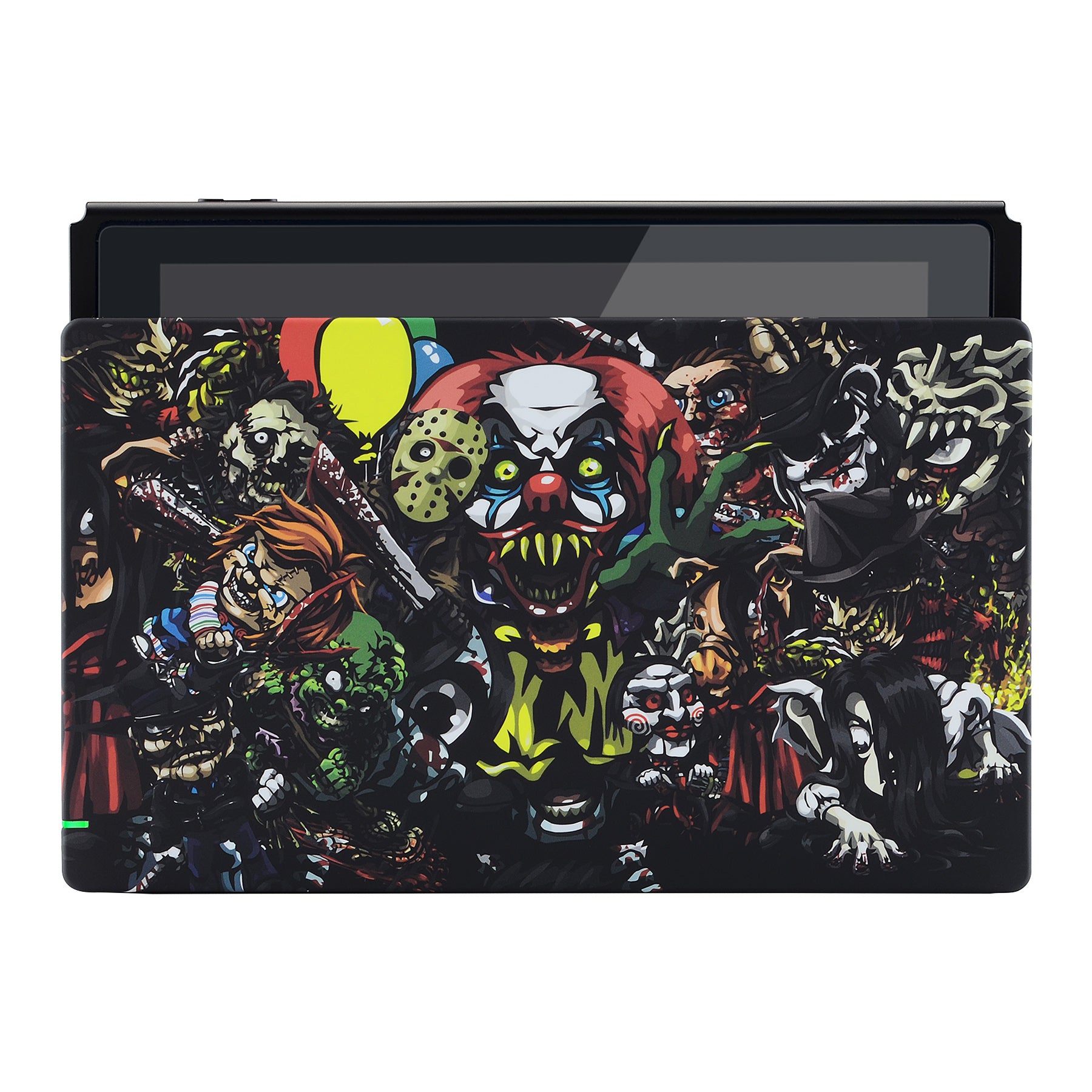 ExtremeRate Soft Touch Grip Faceplate for Nintendo Switch Dock - Scary Party Pattern DIY Replacement Shell (Dock Not Included) | Perfect for Gaming Setups, Themed Parties & Custom Switch Mods