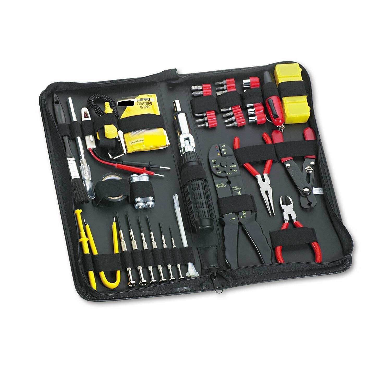 55-Piece Computer Tool Kit with Black Vinyl Zipper Case - Professional Mechanic Tool Set for PC Repair, Electronics & DIY Projects - Includes Adjustable Wrench, Multi-Tools & Storage Organizer for Home, Office & Workshop Use