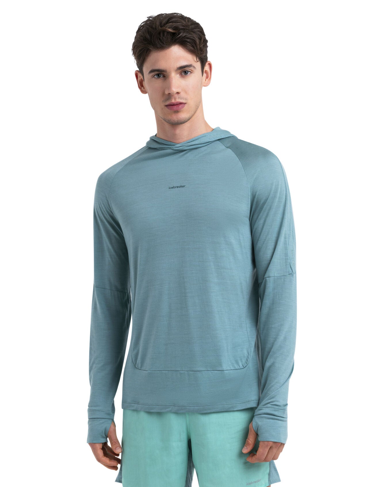 125 Cool Lite Merino Blend Sphere Long Sleeve Hoodie for Men - Breathable & Lightweight Performance Hooded Sweatshirt - Perfect for Hiking, Running & Outdoor Activities