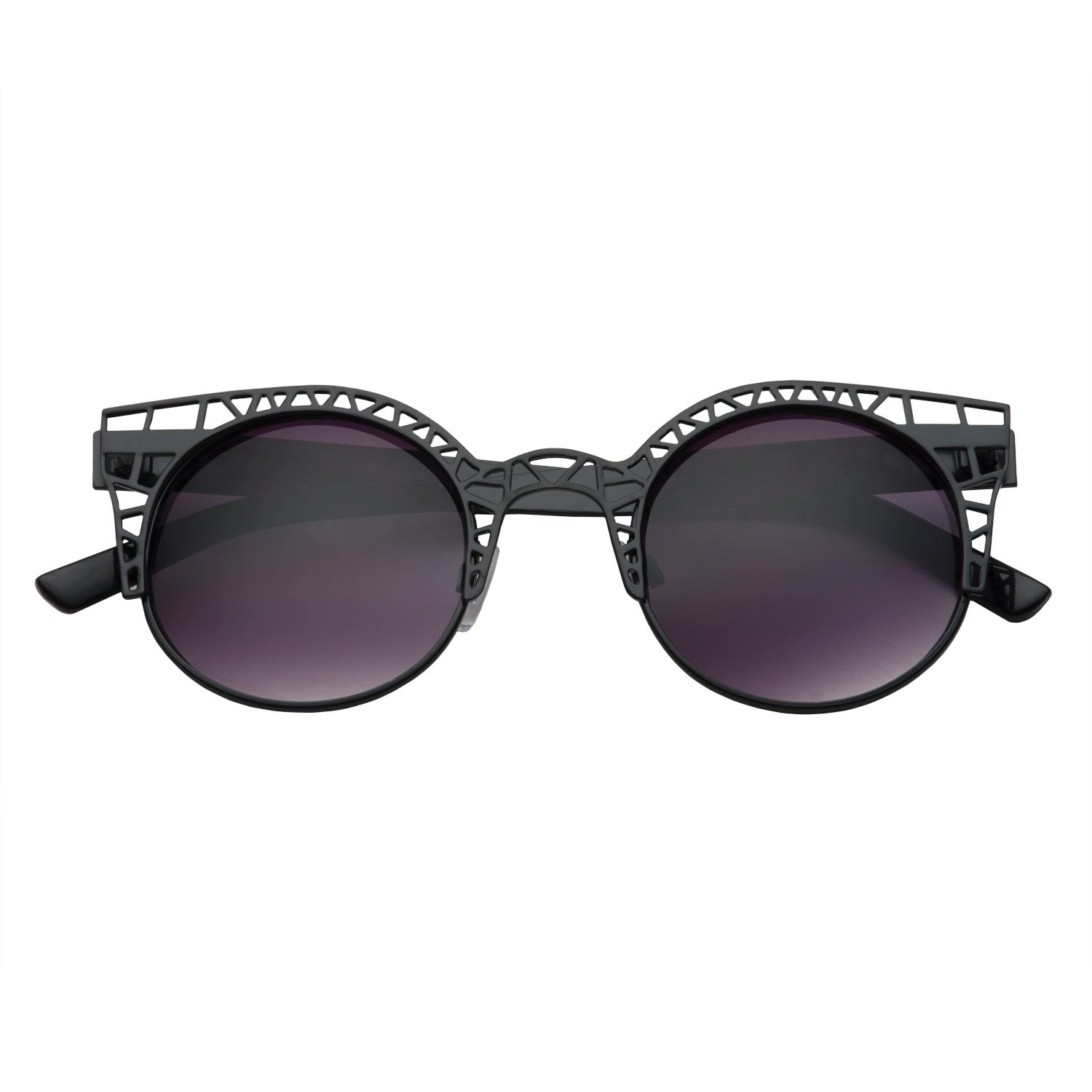 Stylish Women's Metal Hollow-Out Cat Eye Sunglasses - UV Protection Round Frame Fashion Sunglasses for Women - Perfect for Beach, Driving & Outdoor Activities