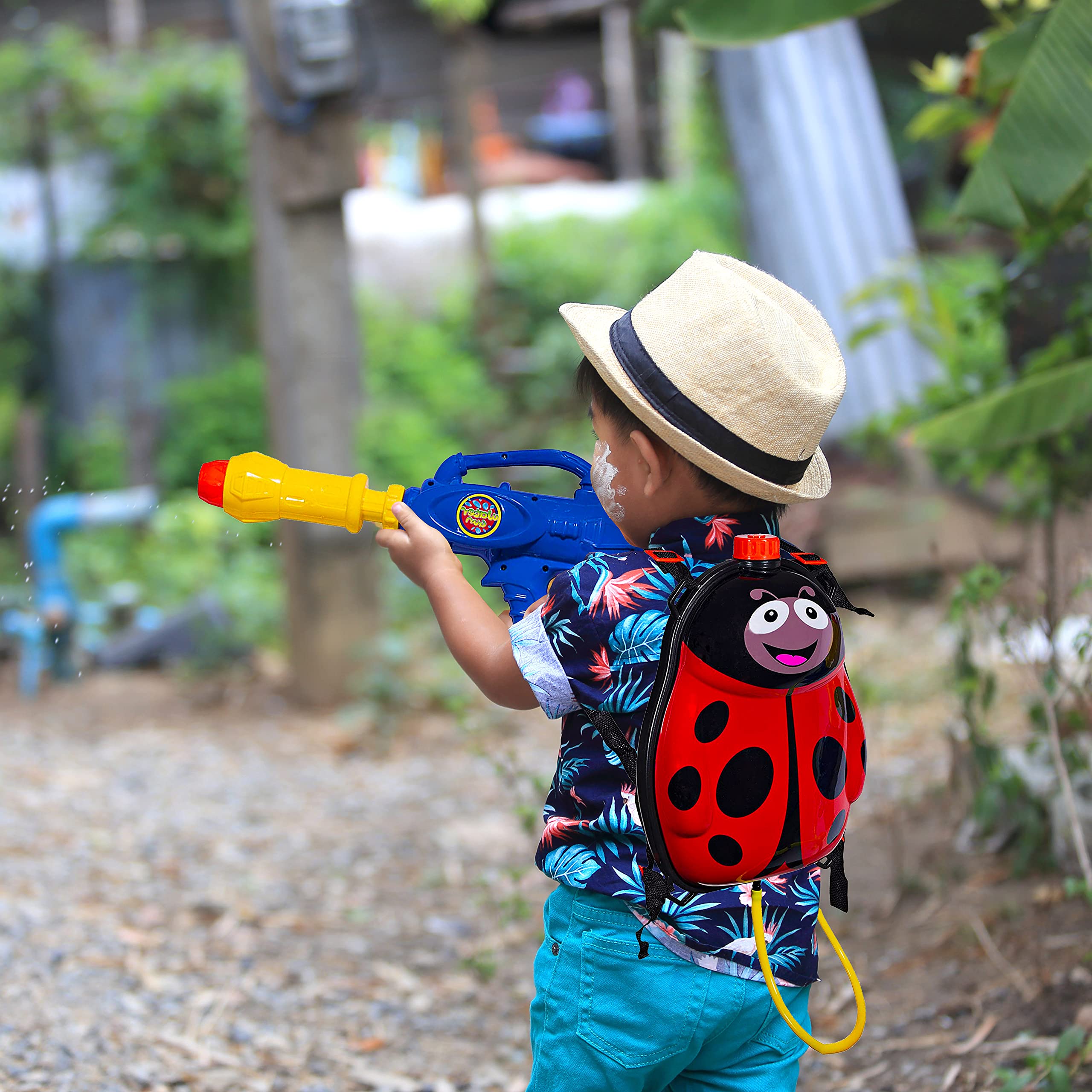 Toyrifik Water Gun Backpack - Kids Water Blaster with Tank, Ladybug Design - Outdoor Summer Pool & Beach Water Toys for Children | Perfect for Backyard Parties, Water Fights, and Summer Camp Activities