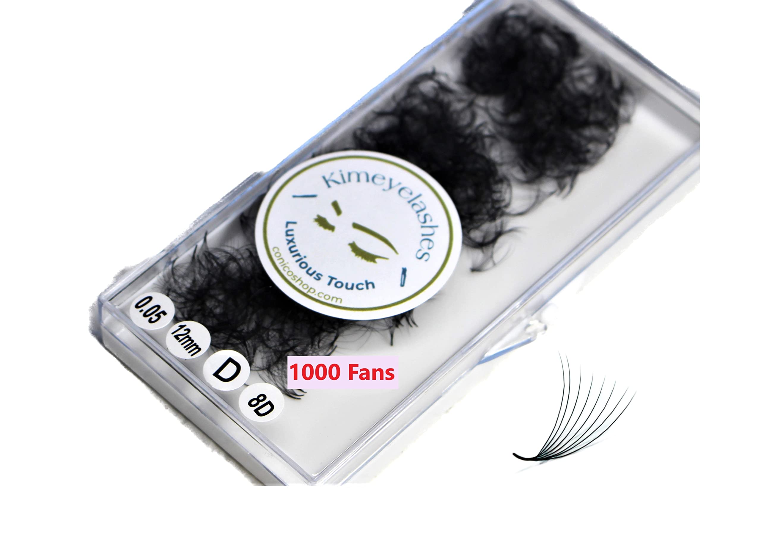 8D 0.05 C & D Curl 1000 Premade Volume Lash Fans - Handmade Russian Eyelash Extensions Supplies (12mm) for Professional Salon & DIY Home Use