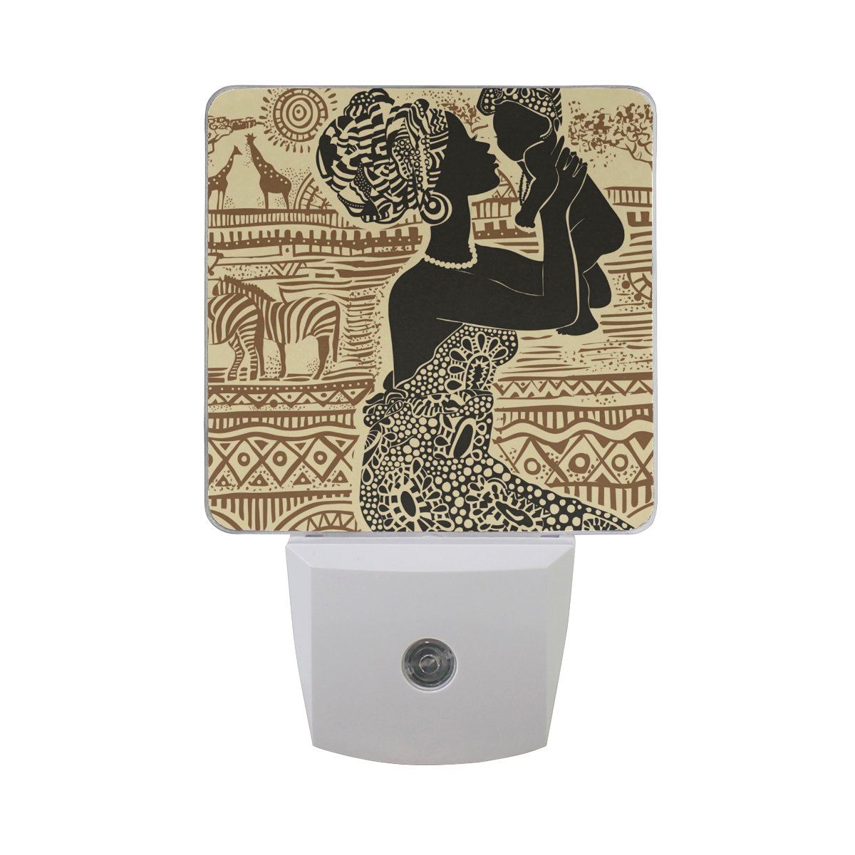 2 Pack Plug-in LED Night Lights with Dusk to Dawn Sensor - African American Woman Silhouette Design, Soft White Light for Bathroom, Kitchen, Hallway - Perfect for Kids Rooms, Nursery, Stairways & Safe Nighttime Navigation