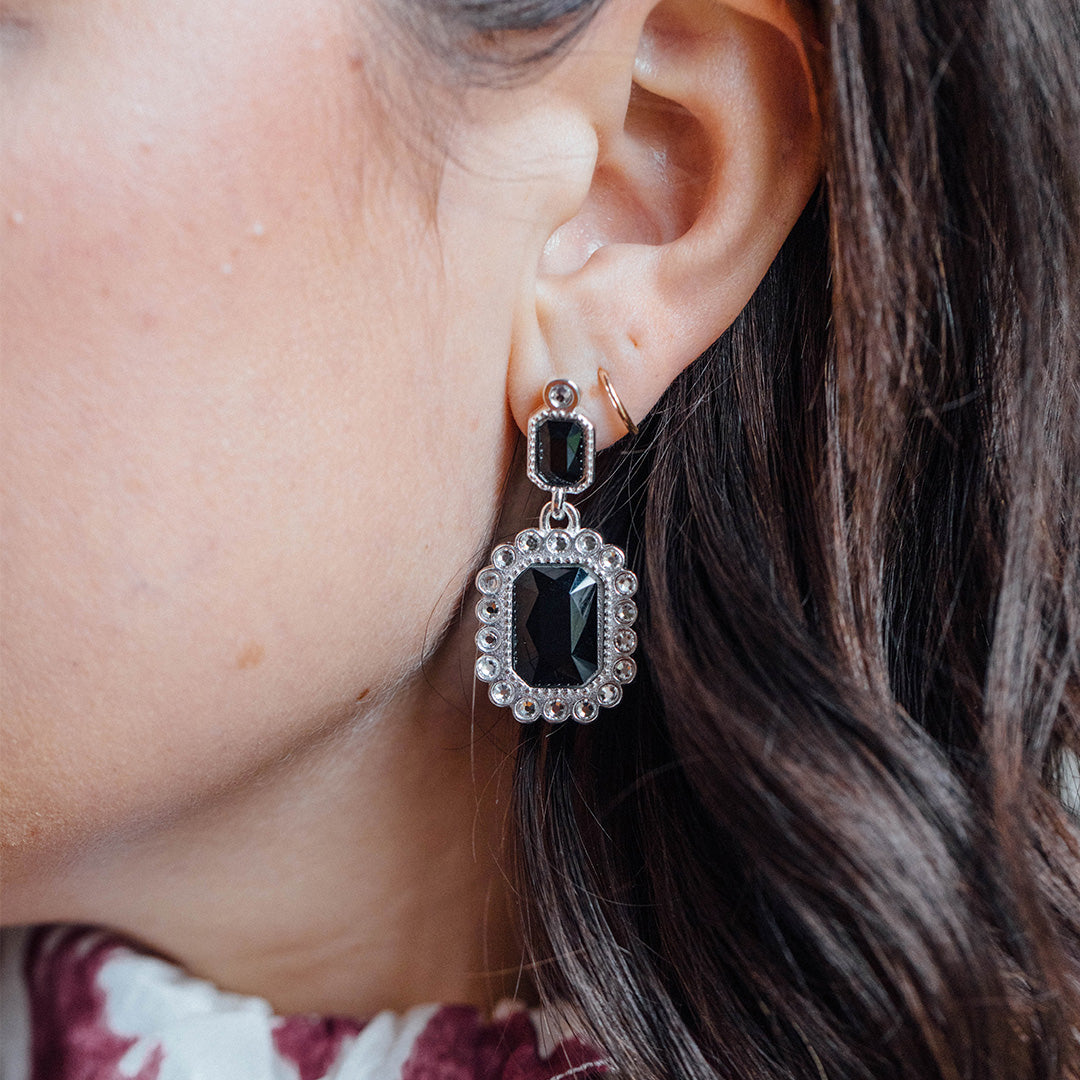 Black Emerald Stud Earrings for Women - 14K Gold Plated Dainty Jewelry - Perfect for Parties, Weddings & Everyday Wear