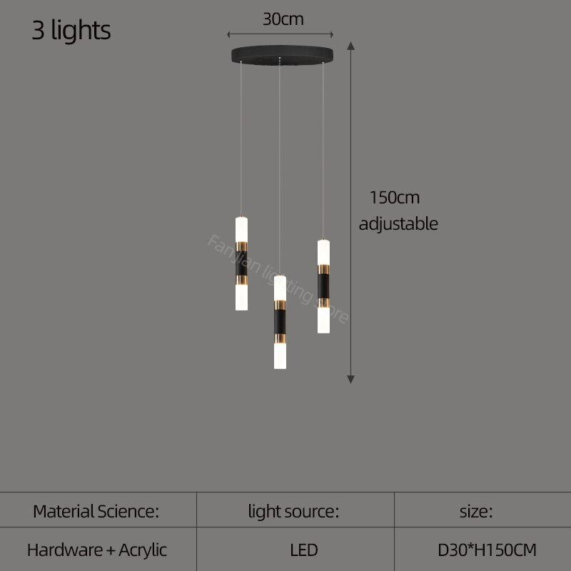 Elegant Acrylic Staircase Chandelier - Modern Crystal-Like Lighting Fixture for Hallway, Foyer & Stairwell Decor