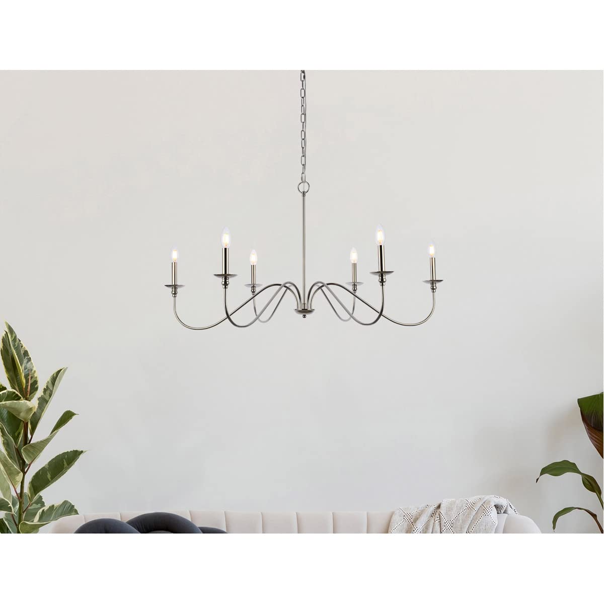 Elegant Rohan Collection 6-Light Chandelier - Modern Crystal Ceiling Light Fixture for Dining Room, Living Room & Bedroom - Luxury Home Decor Lighting
