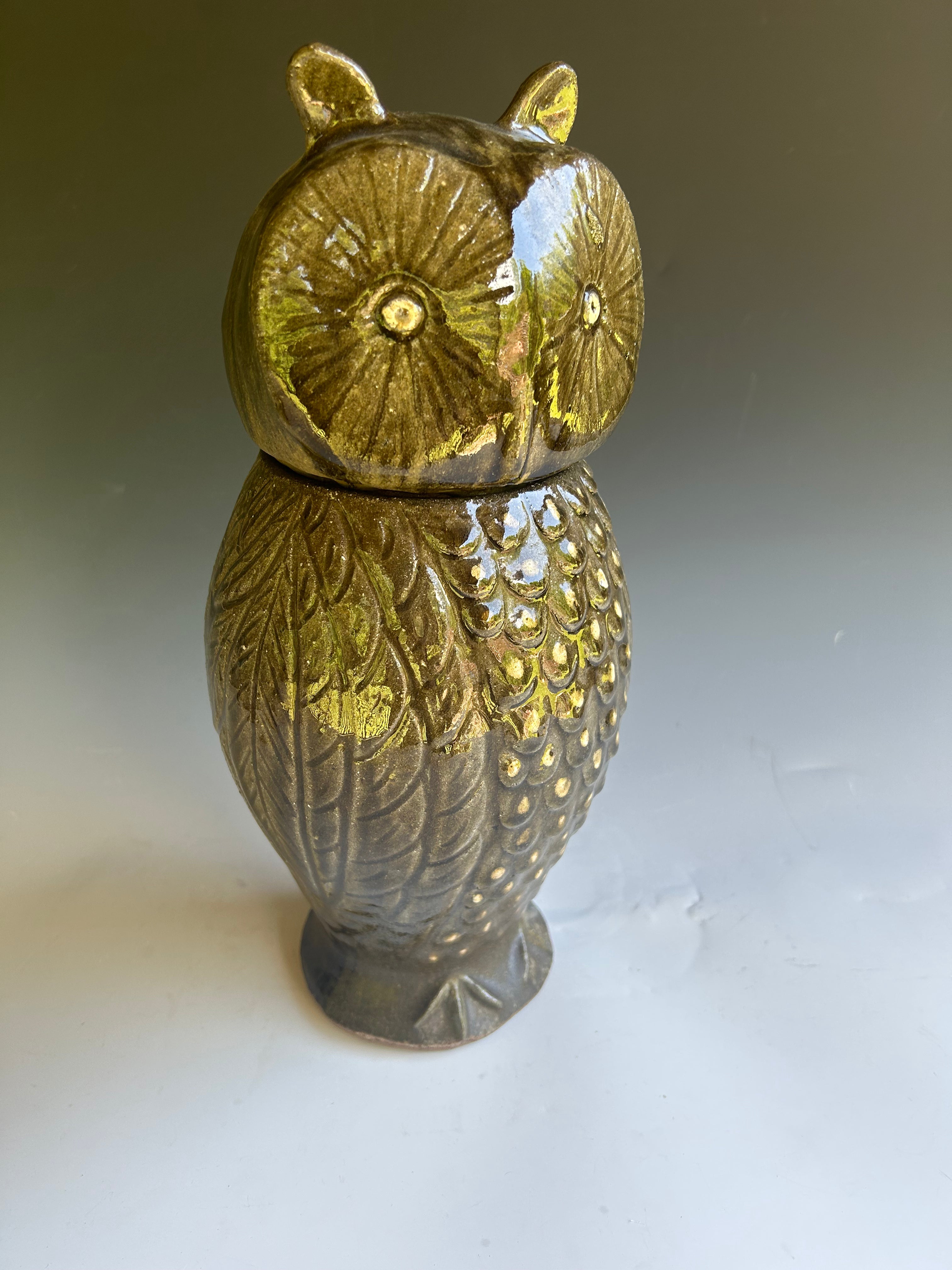Clint Alderman 11-Inch Owl Canister - Elegant Ceramic Storage Jar for Kitchen, Bathroom & Home Decor | Perfect for Tea, Coffee, Sugar & Spices