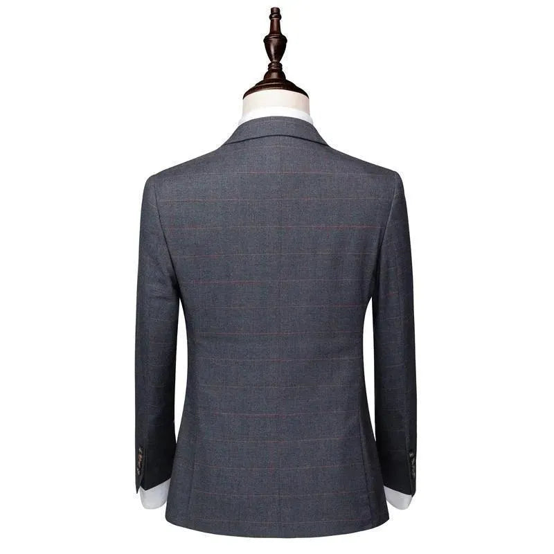Stylish Plaid Double Breasted Suit for Men - Perfect for Business Meetings, Weddings & Formal Events