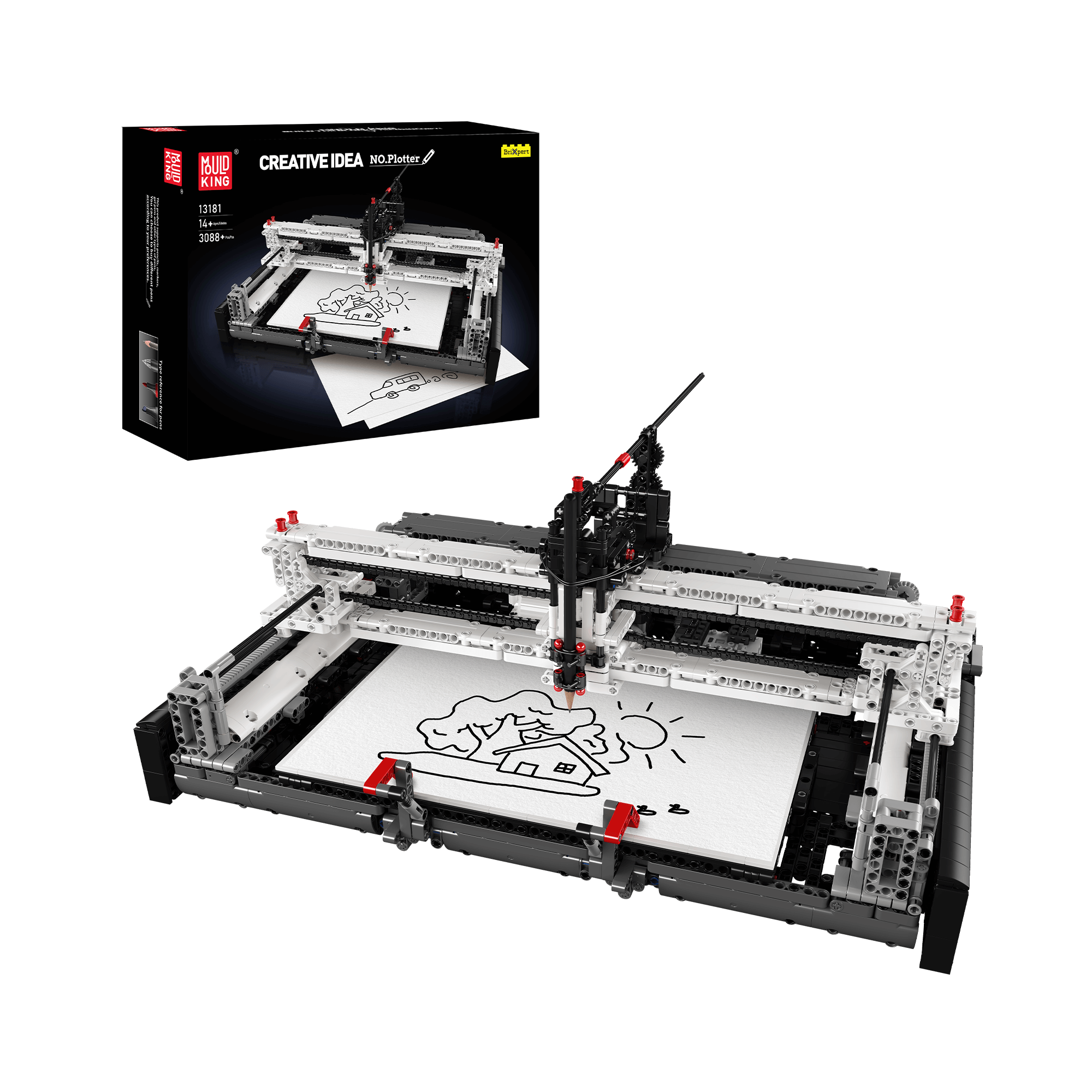 Mould King 13181 Electric Pen Plotter Building Set - 3,088 Pieces STEM Educational Toy for Kids & Adults | Perfect for DIY Projects, Robotics Learning & Creative Gift Ideas