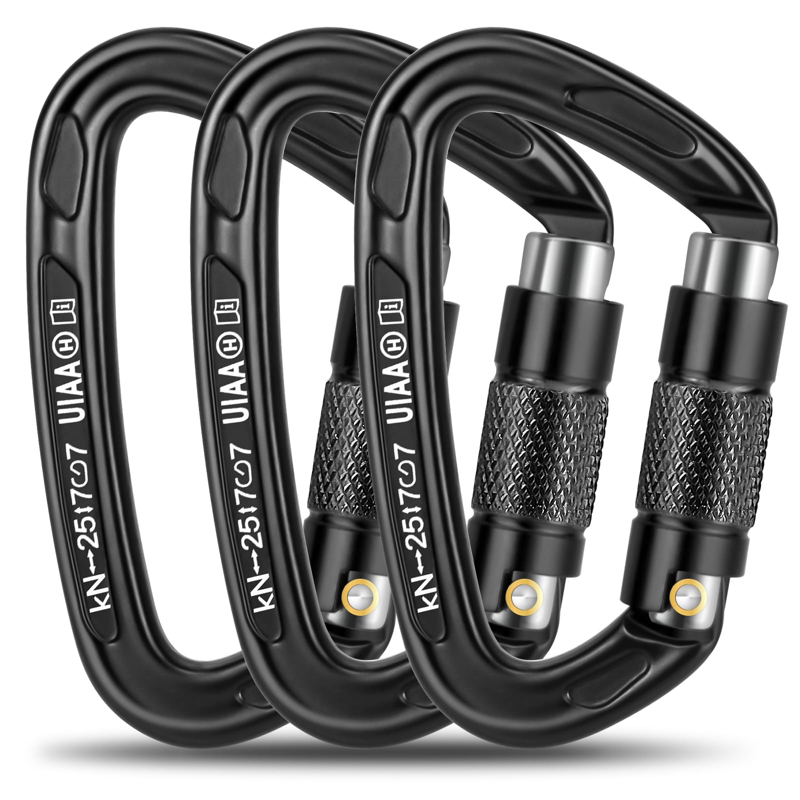 T-Fly Auto Locking Climbing Carabiner Clips 25KN (5620 lbs) - Heavy Duty Rock Climbing Carabiners for Ice Climbing, Rappelling, Rescue & Hammocks - 3.9 Inch Large Size (3 Pack) - Perfect for Outdoor Adventures, Camping & Safety Gear
