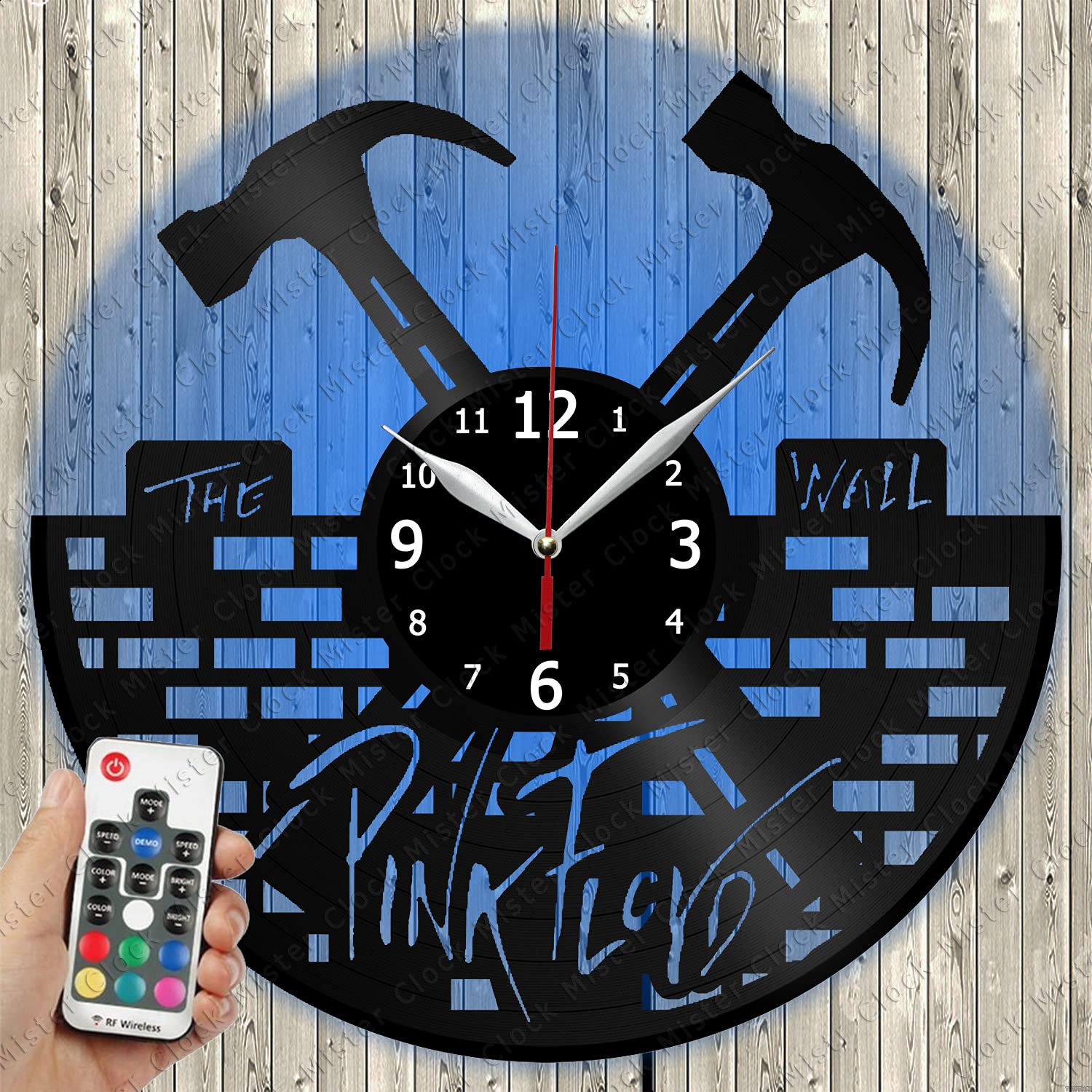 Pink Floyd LED Vinyl Record Wall Clock - Unique Handmade Decor with LED Light, Custom Music Gift for Home & Office (12 Inch) - Perfect for Bedroom, Living Room, Man Cave & Music Lover's Gift