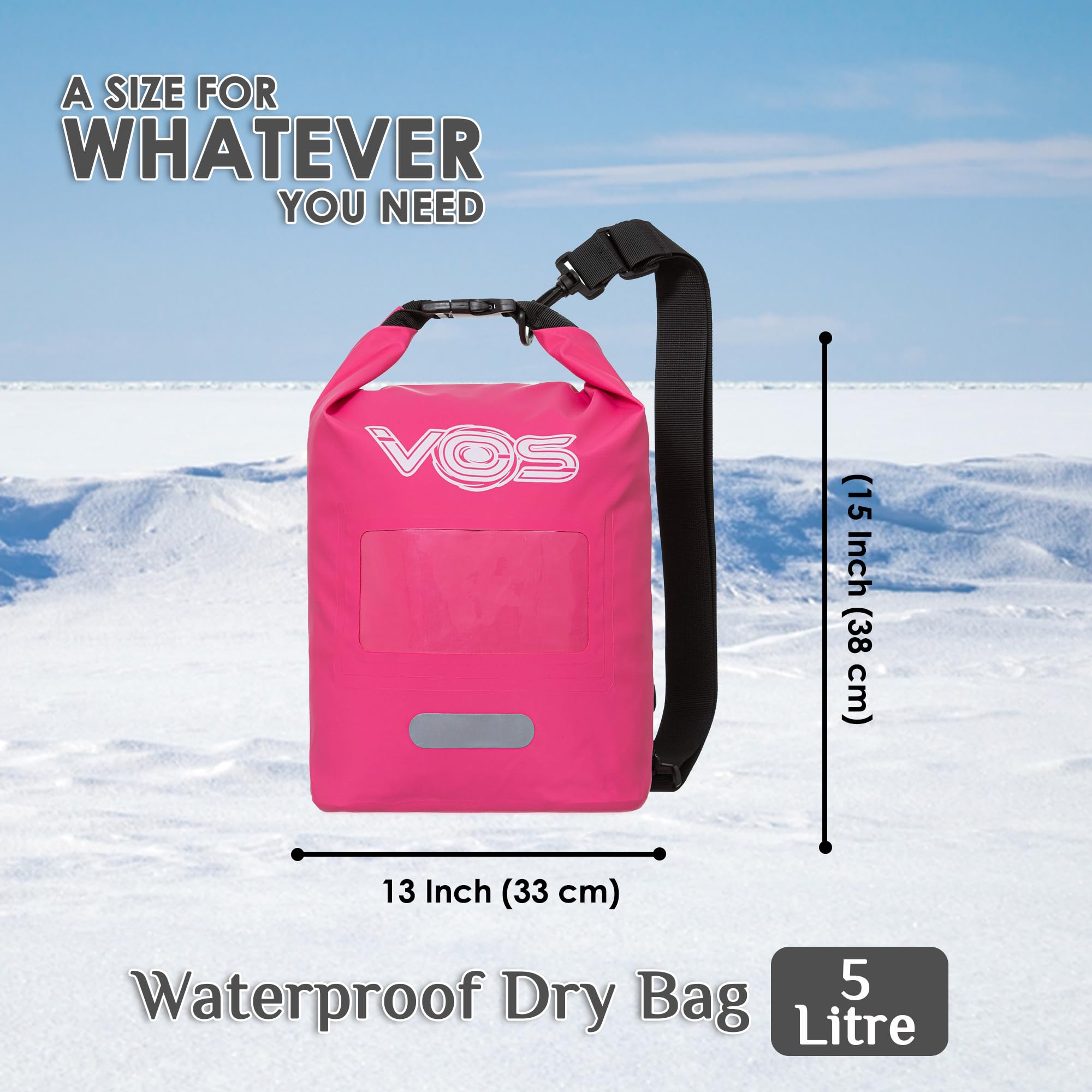 VOS Waterproof Premium Dry Bag - 5L Lightweight Dry Storage Backpack for Travel, Swimming, Boating, Kayaking, Camping & Beach | Waterproof Gear for Outdoor Adventures, Water Sports & Emergency Preparedness (Pink)