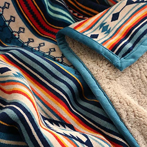 Boho Fleece Sherpa Throw Blanket - Ultra Soft Plush Flannel Blanket for Couch, Bed, Chair - 50x60 Inch Cozy Blanket for Home, Office & Camping - Perfect for Winter Nights, Movie Time & Outdoor Adventures