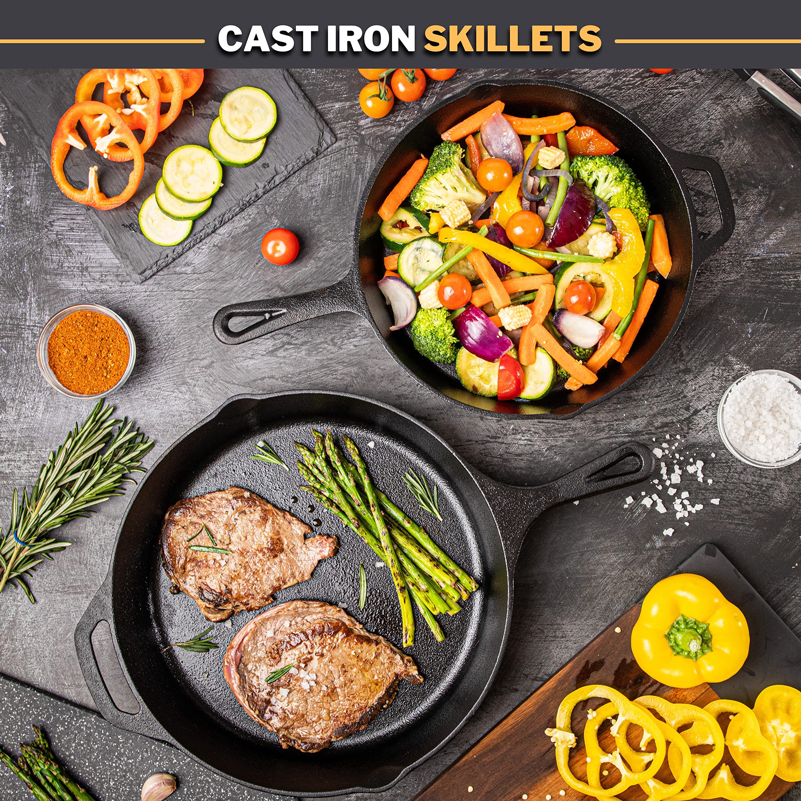 Premium 2-Piece Cast Iron Skillet Set – Pre-Seasoned 10