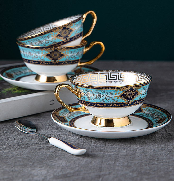 Premium British Bone China Coffee & Tea Cup Set - Elegant Porcelain Tea Cups with Saucers, Office & Home Use - Perfect Gift Boxed Set for Tea Lovers & Coffee Enthusiasts