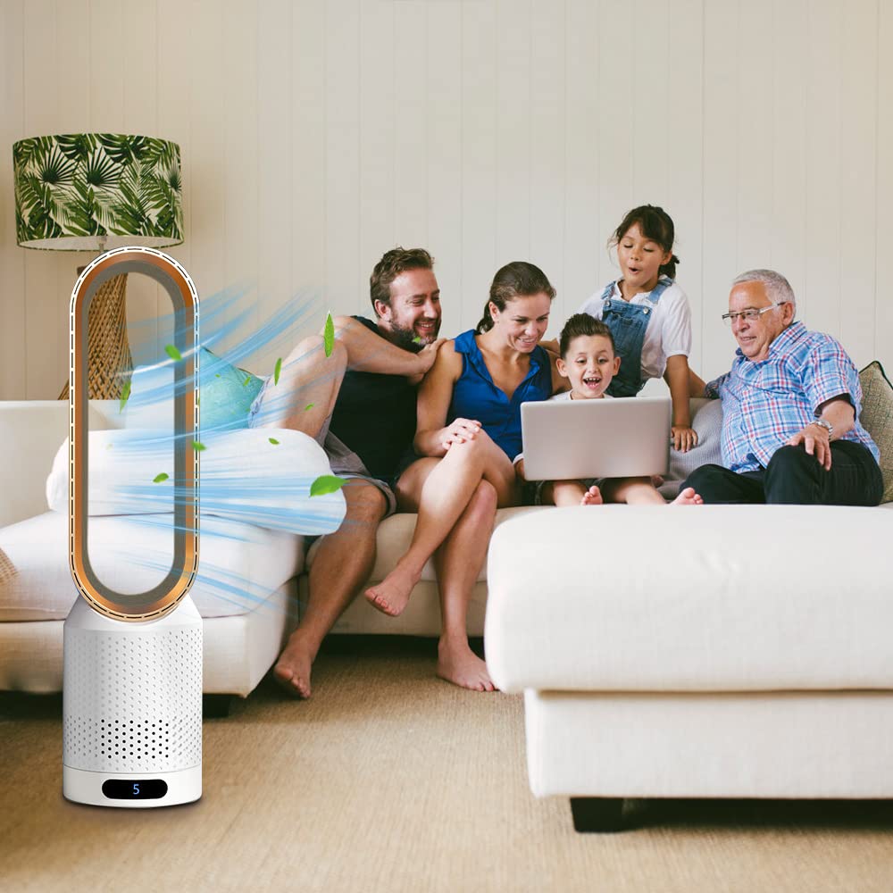 Solace 20 Inch Bladeless Tower Fan - 80° Oscillation, 8 Speed Settings, Remote Control & 2H Timer - Ultra Quiet Cooling for Bedroom, Home Office, Living Room - Perfect for Summer, Sleep & Workspace Comfort