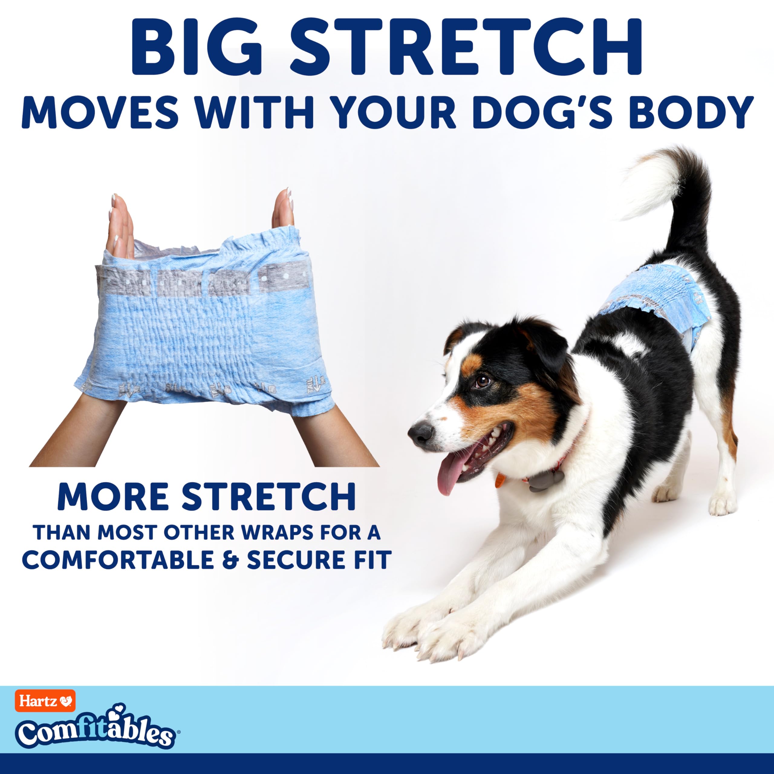 Hartz Comfitables Disposable Male Dog Wraps for Small Dogs - Stretchy Waistband, 12 Count - Perfect for House Training, Travel & Senior Dogs with Incontinence Issues