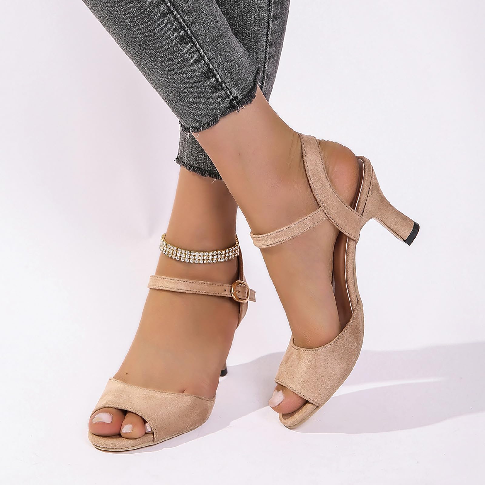 Elegant Women's Kitten Heels - Ankle Strap Pumps with Thin Heels for Wedding, Party & Dressy Occasions | Comfortable Fish Mouth Sandals for Formal Events & Evening Wear