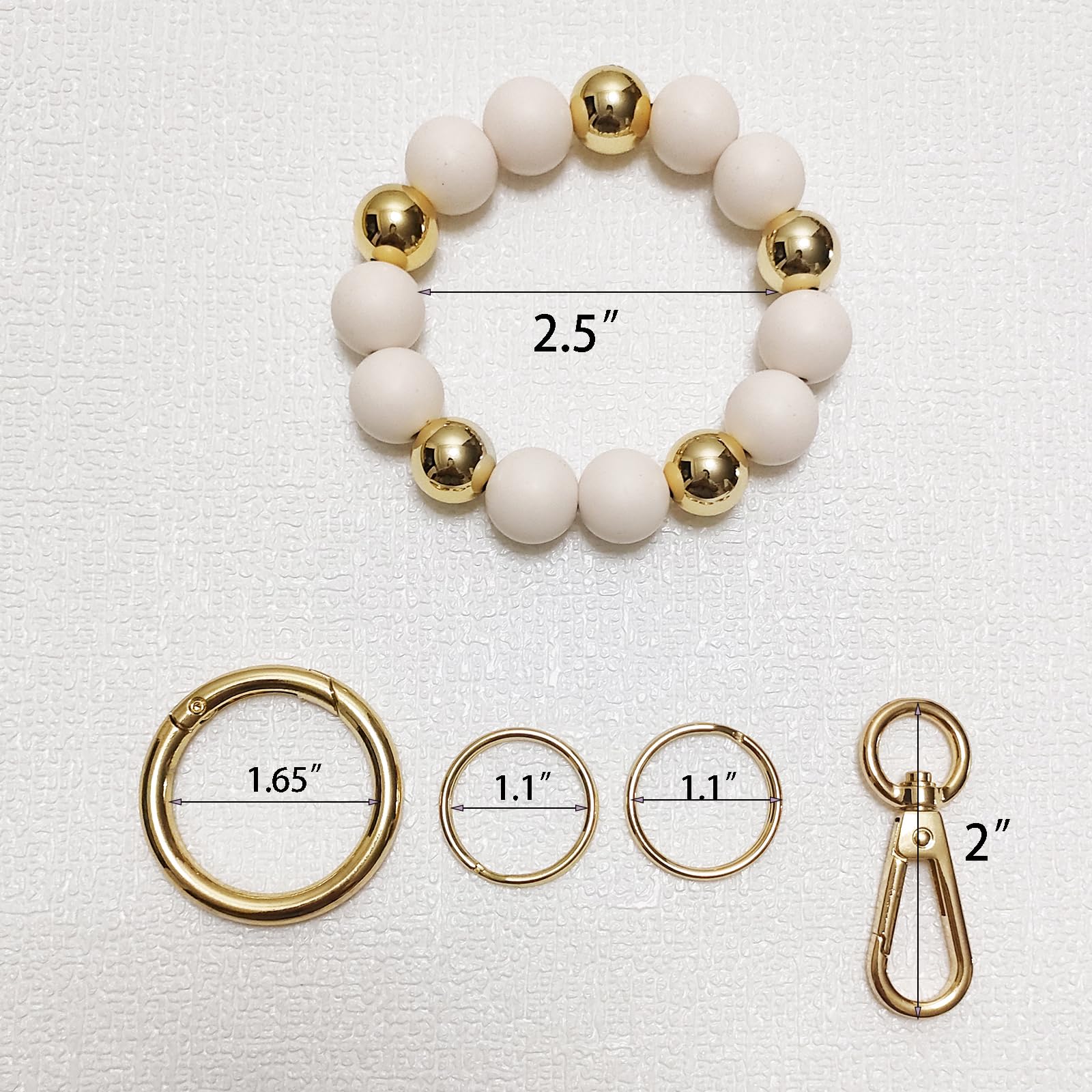 Junyuerly Elastic Silicone Beaded Keychain Bracelet for Women - Wristlet Key Holder with Adjustable Bangle - Perfect for Keys, Gym, Shopping & Daily Use