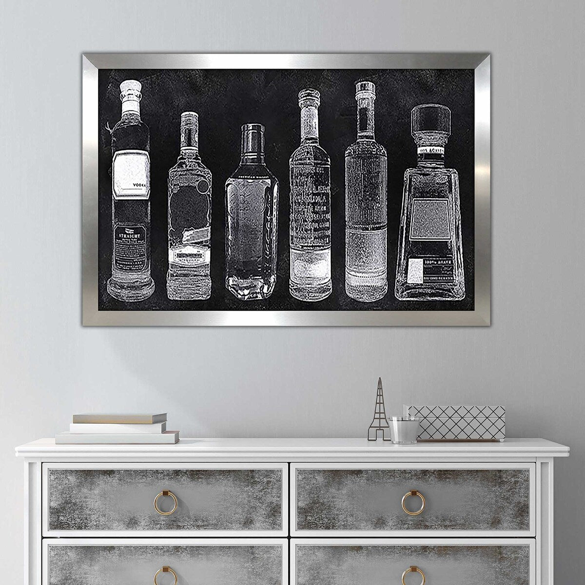 Stylish Bar Cart Print on Acrylic - Modern Home Bar Decor for Living Room, Kitchen, or Office