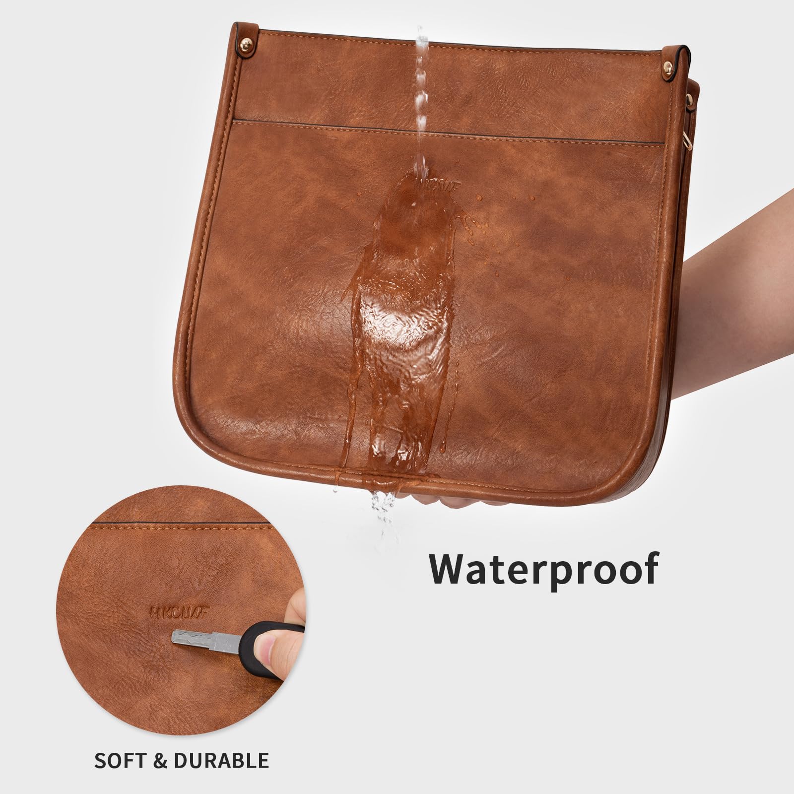 HKCLUF Women's Leather Crossbody Bag & Wallet Set - 2PCS Adjustable Guitar Strap Shoulder Purse for Daily Use, Travel & Shopping