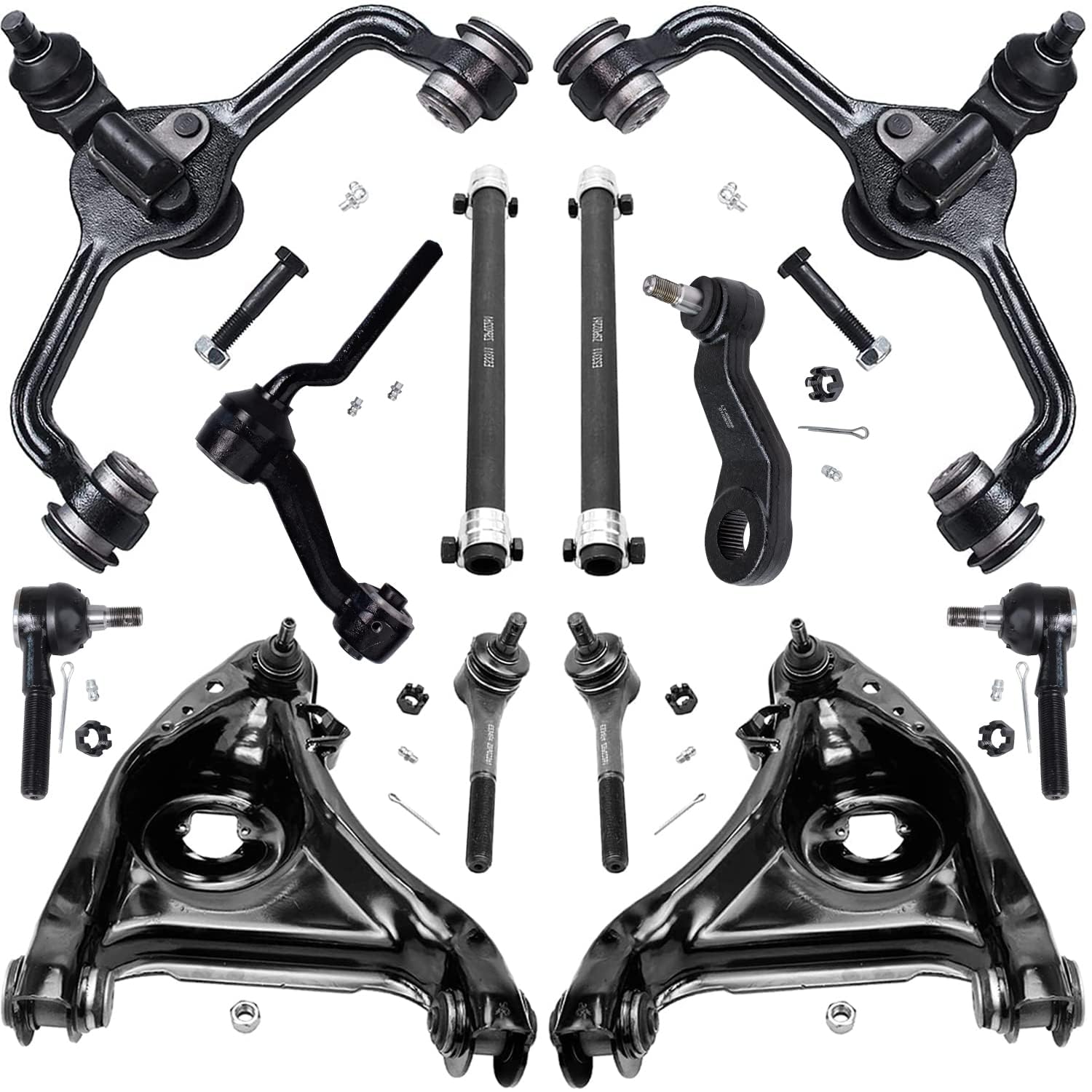Detroit Axle 12-Piece Front End Suspension Kit for 1995-2002 Mercury Grand Marquis, Crown Victoria & Lincoln Town Car - Control Arms, Ball Joints, Tie Rods, Idler Pitman Arm, Adjusting Sleeves - Complete Replacement Kit for Smoother Ride & Enhanced Vehicle Control